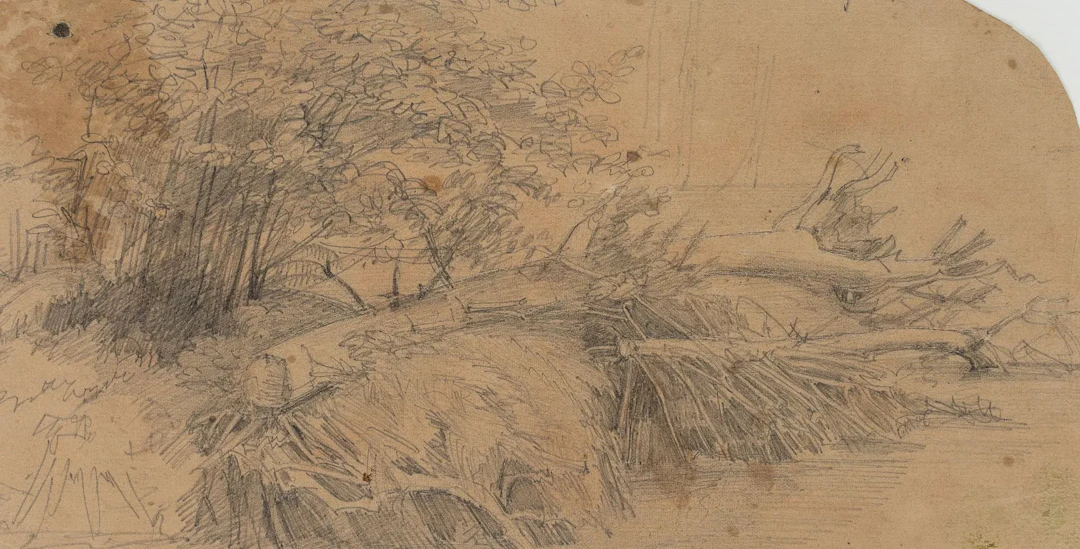 C. KRÜGER (1812–1880), A View of the Riverbank, Pencil Carl Johann