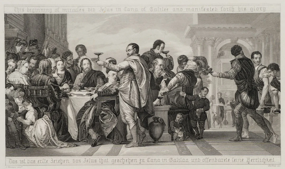 After PAOLO VERONESE (*1528), The Wedding at Cana, Steel engraving