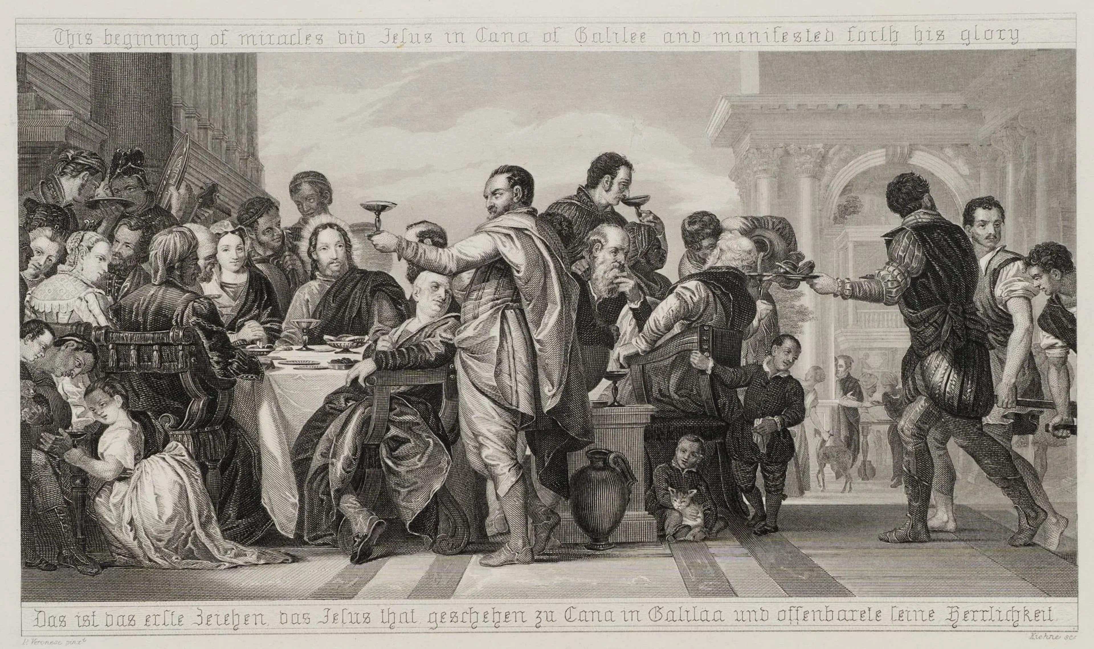 After PAOLO VERONESE (*1528), The Wedding at Cana, Steel engraving