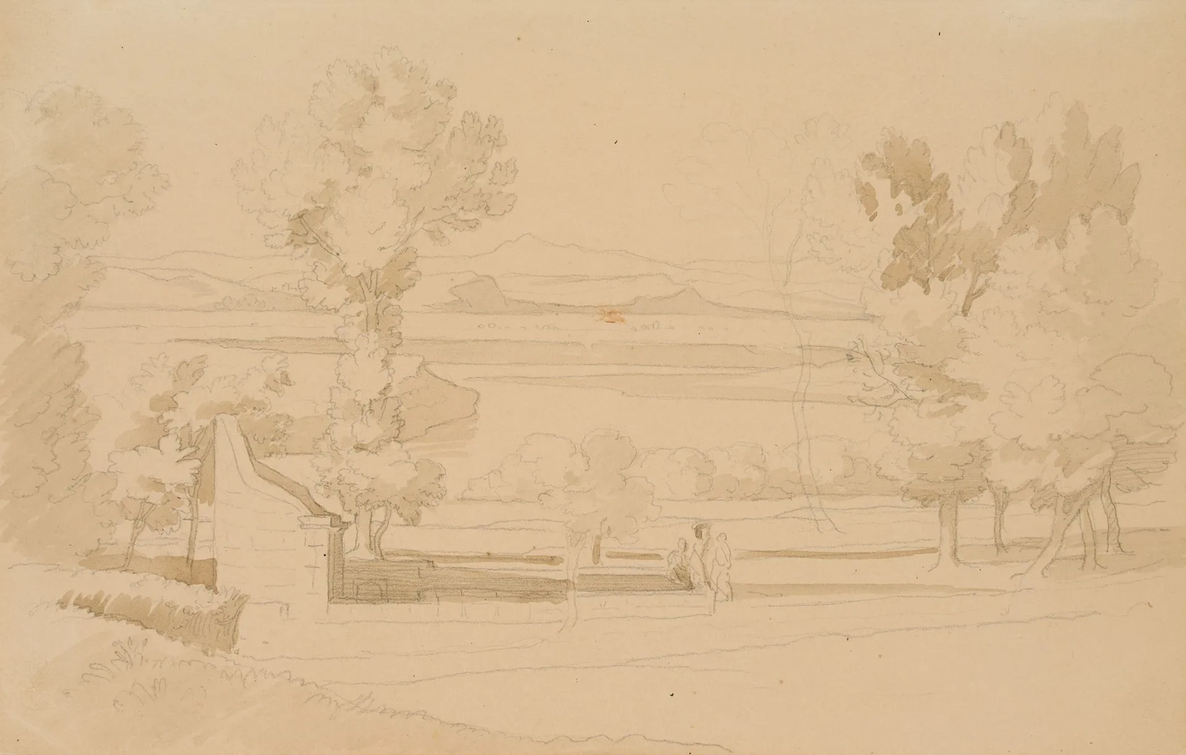 H. GÄRTNER (1828-1909), Acqua Acetosa near Rome, Pencil Heinrich Gärtner
