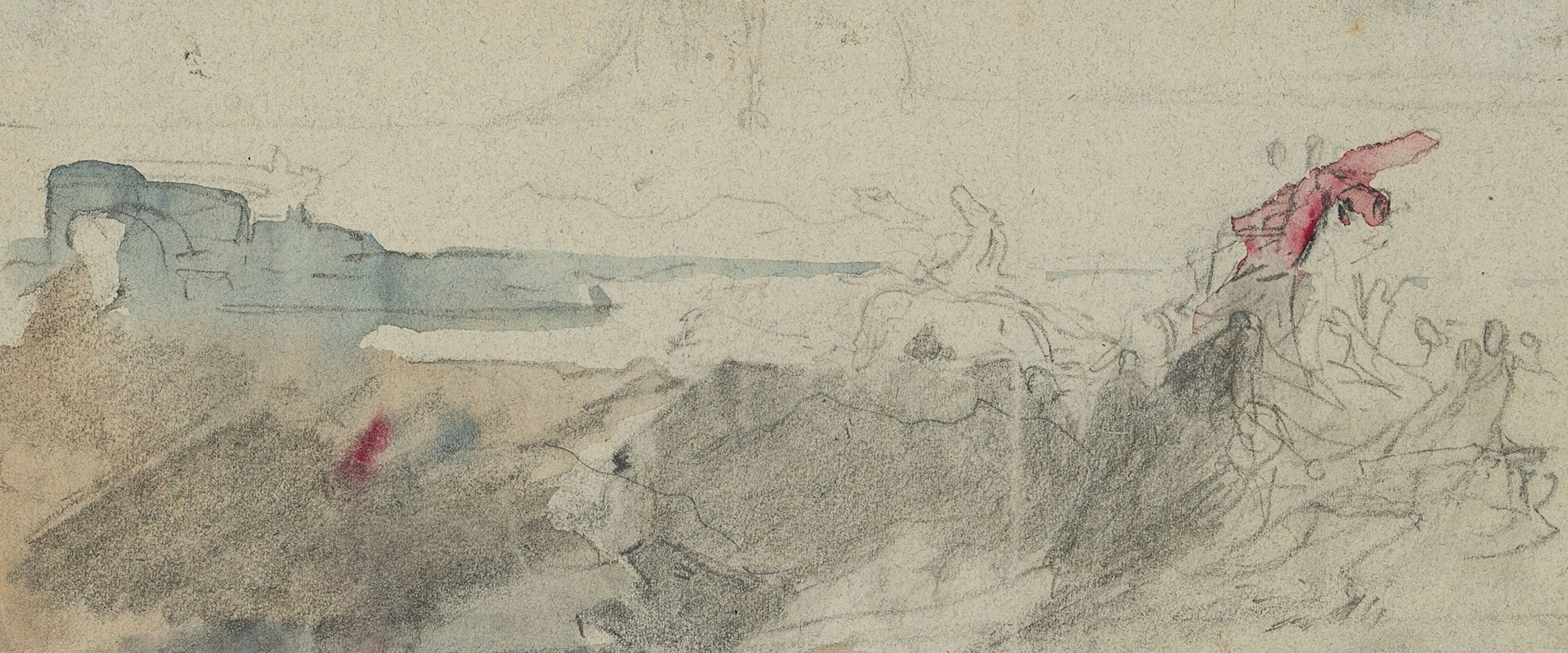 O. FABER DU FAUR (*1828), Battle of the Horsemen, Watercolor Otto