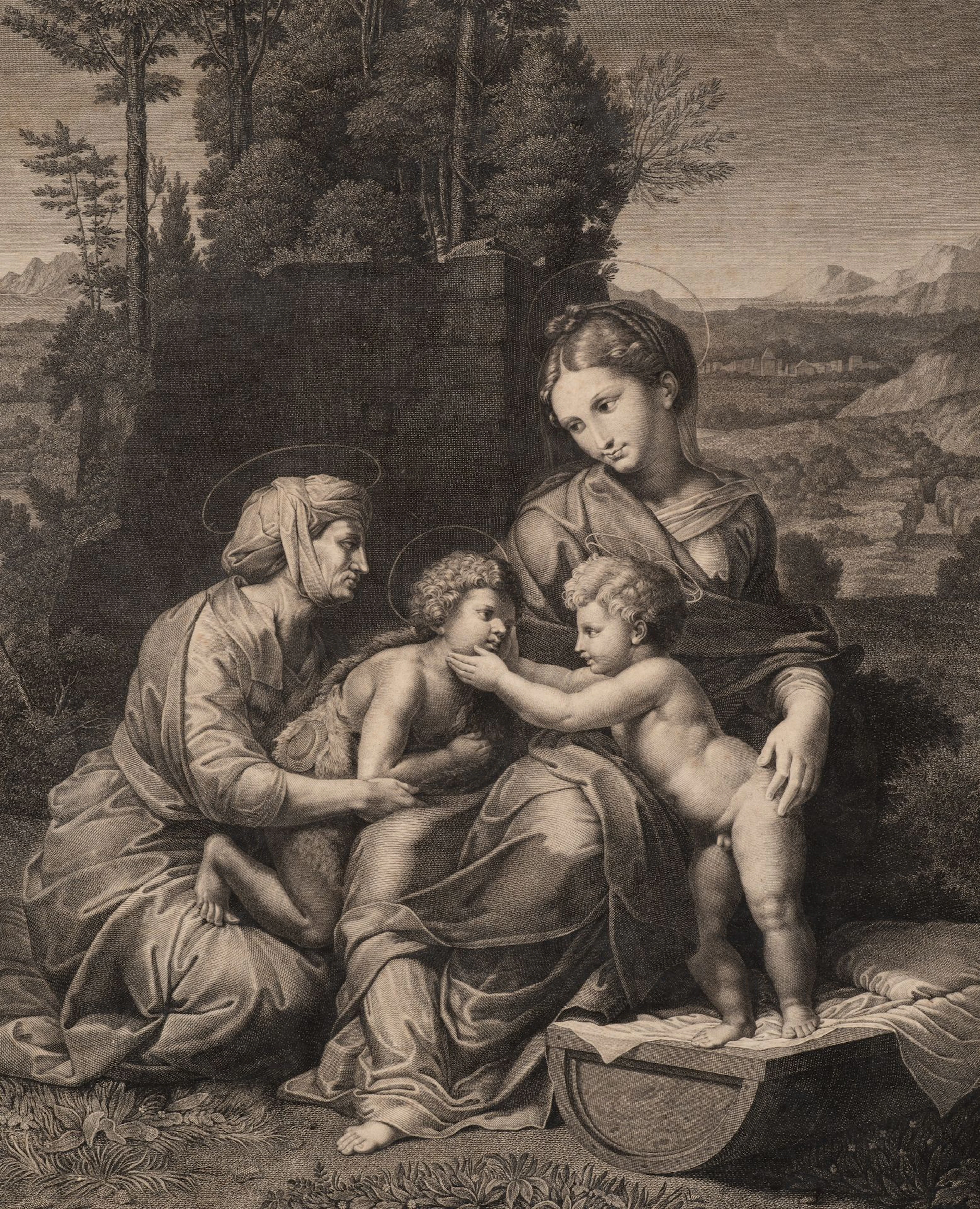 After RAFFAEL (*1483), The Holy Family with St. Elizabeth, copper