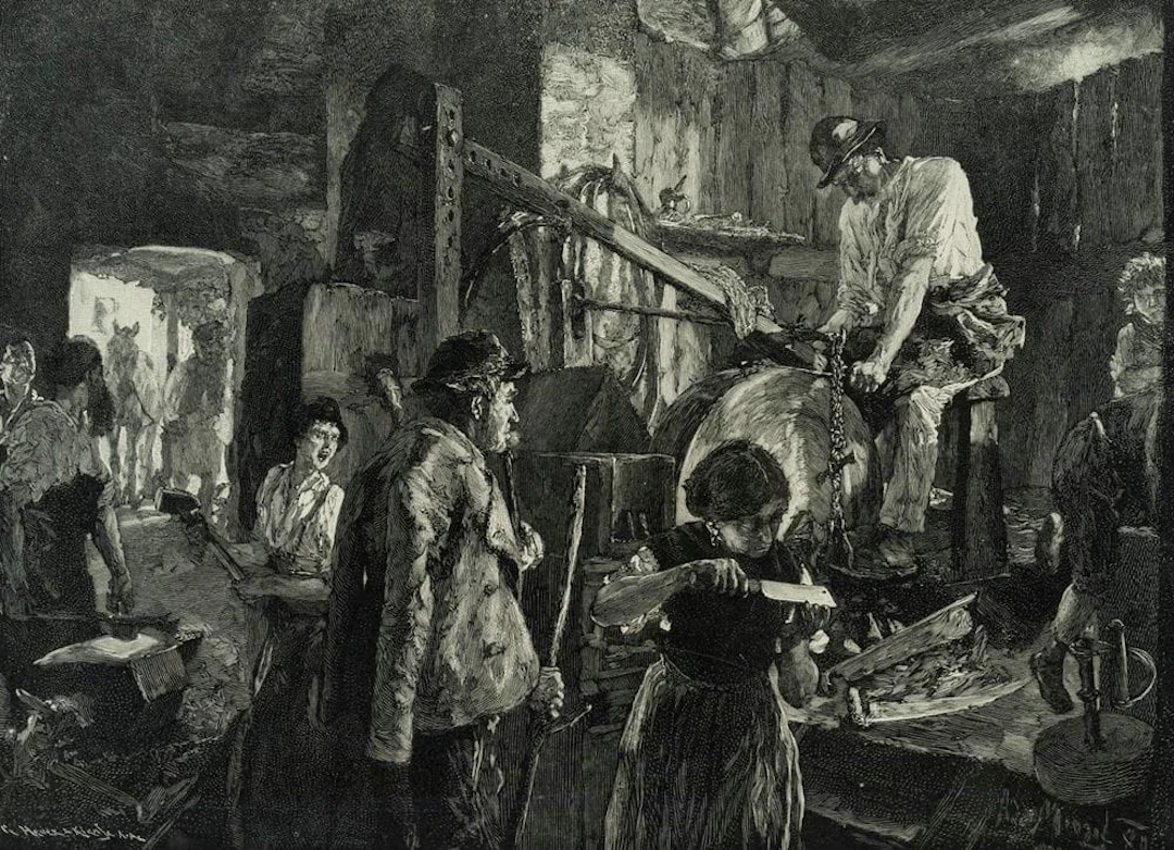 G. HEUER (19th century) after MENZEL (*1815), At the Landschmiede