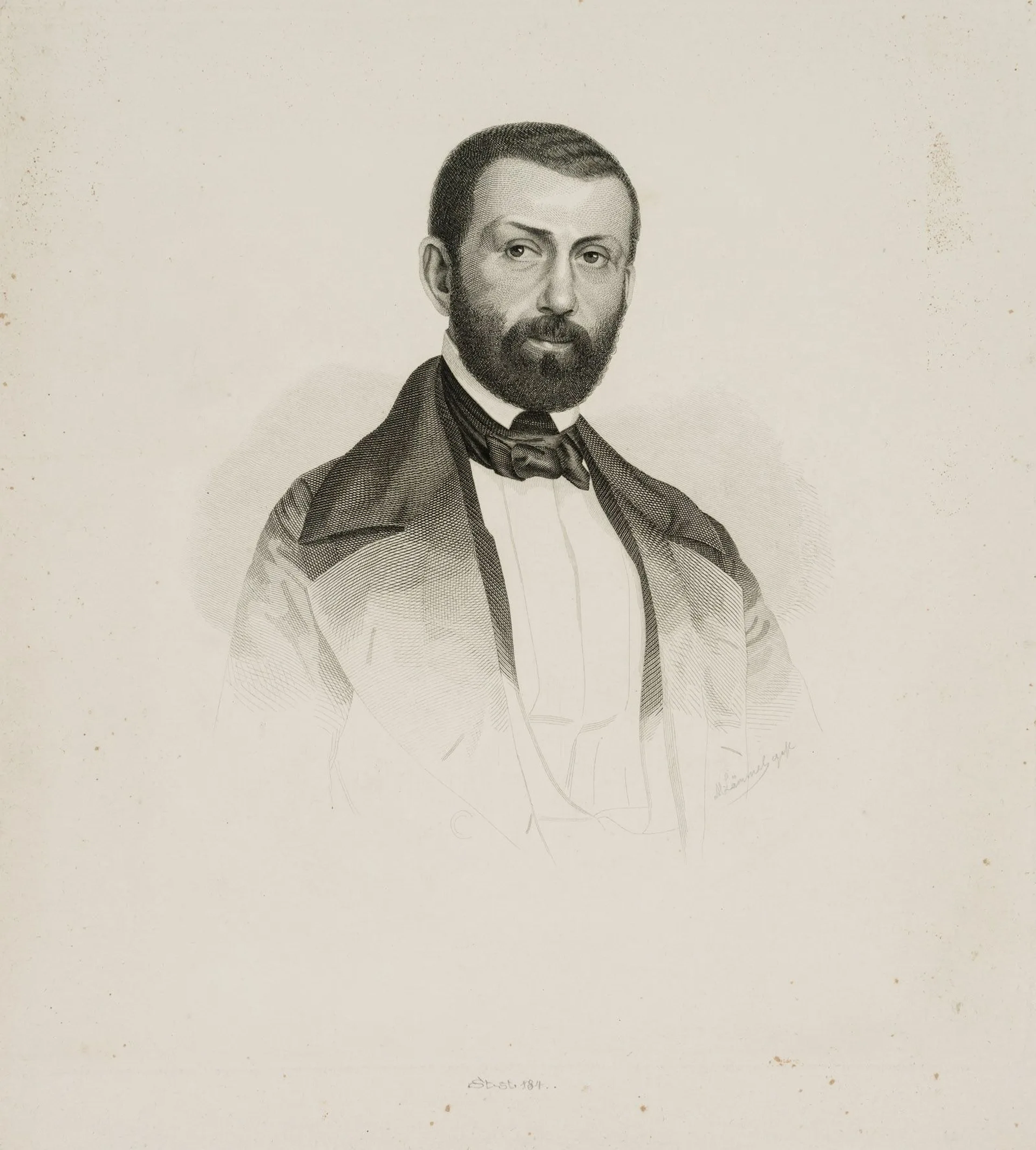 M. LÄMMEL (*1849), Portrait. Bust portrait, Copper engraving Martin