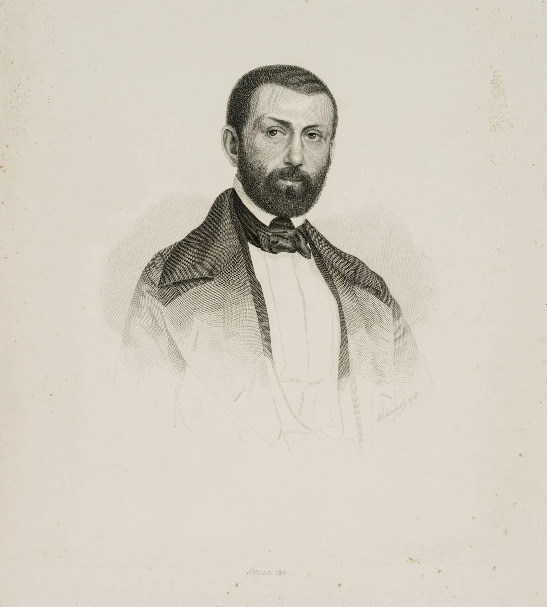 M. LÄMMEL (*1849), Portrait. Bust portrait, Copper engraving Martin