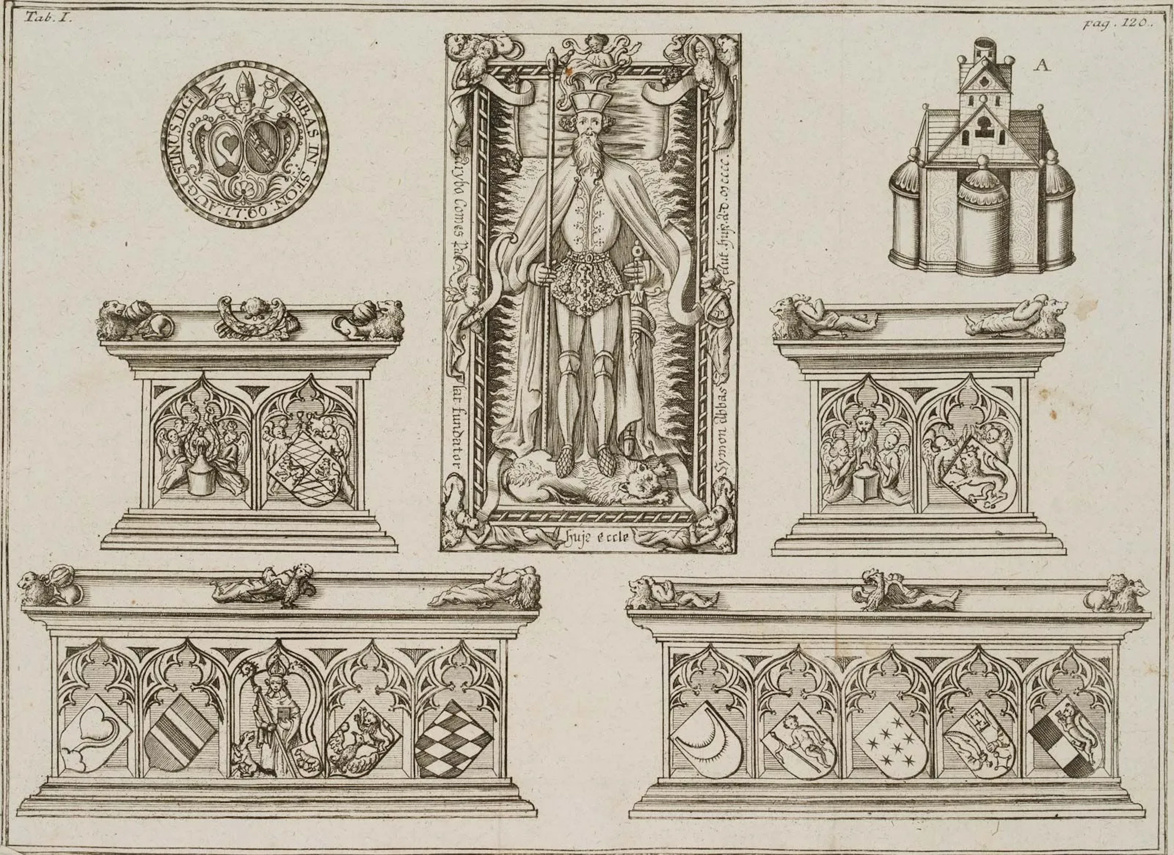 Unknown (18th), Depiction of a princely tomb, Etching Unknown (18th