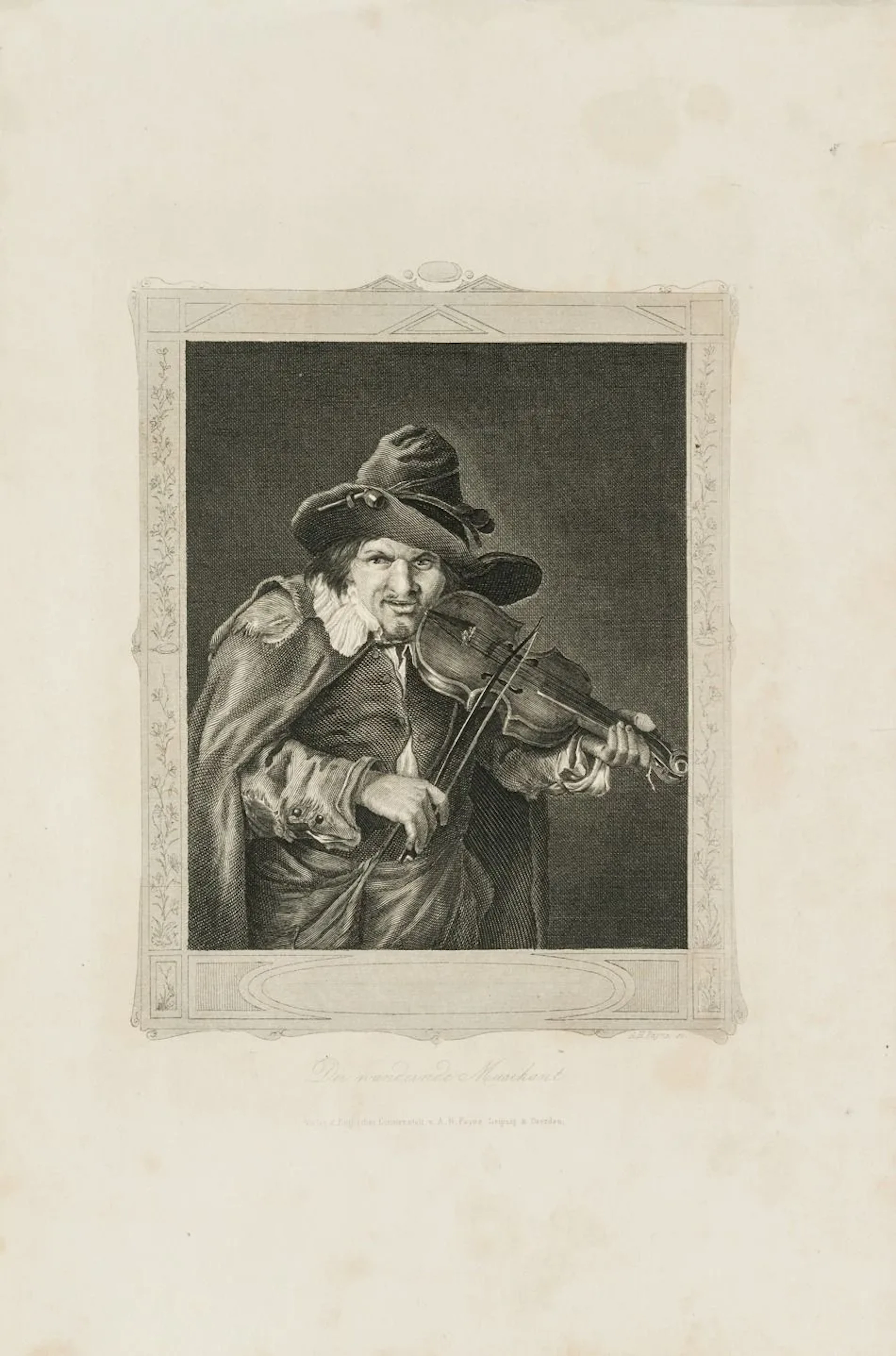 A. PAYNE (1812–1902), The Wandering Musician, Steel engraving Albert