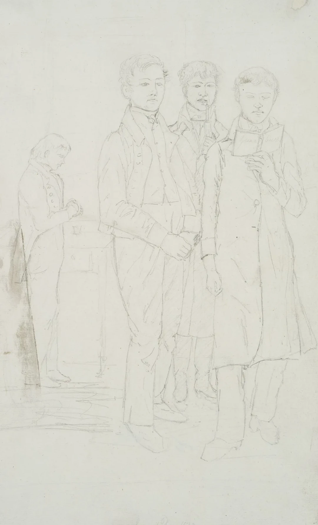 J. SCHAFFROTH (*1765) attributed, Four Young Men, 1822, Pencil Johannes