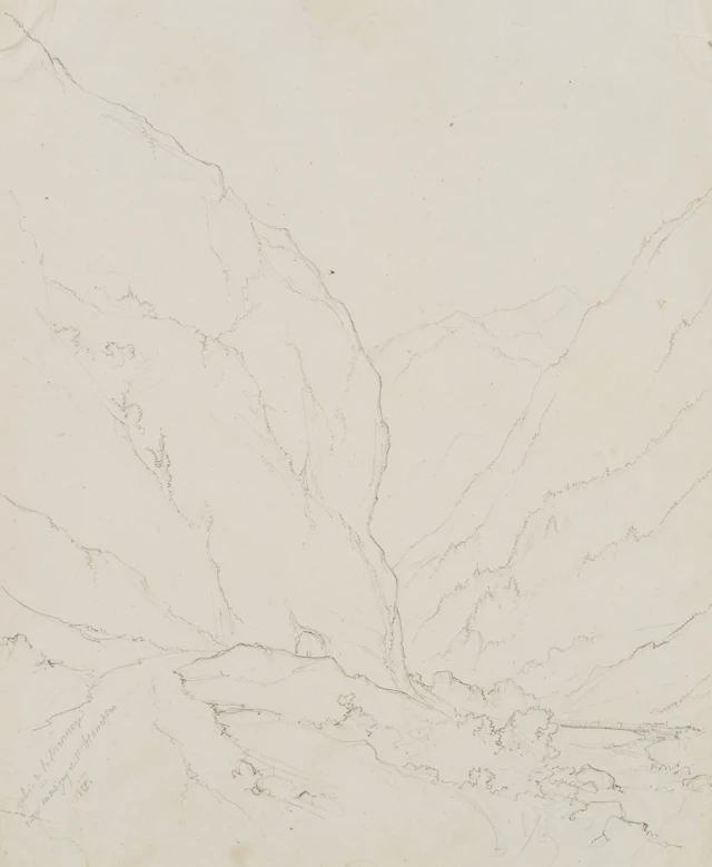 E. BRETENIÈRES (*1804), Trail on the Great St. Bernard Pass, Switzerland