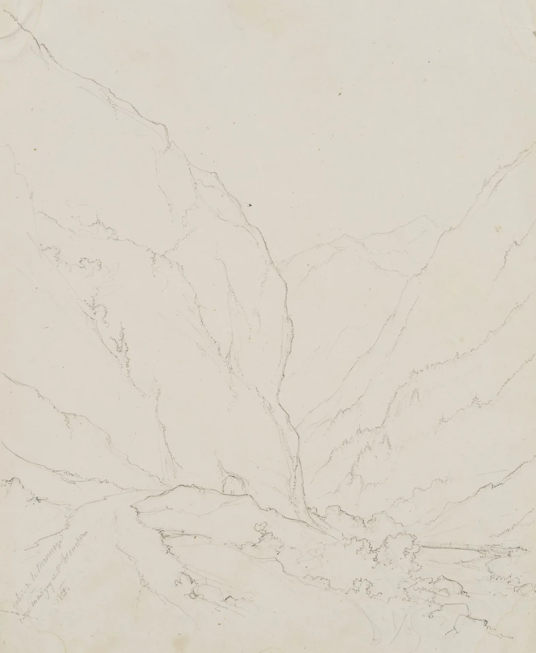 E. BRETENIÈRES (*1804), Trail on the Great St. Bernard Pass, Switzerland