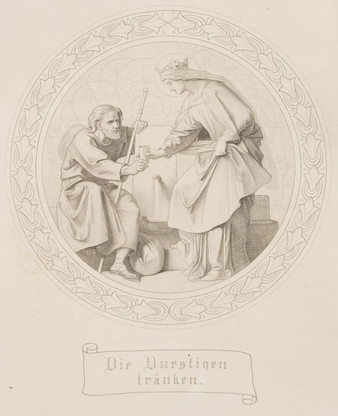 J. THAETER (*1804) after SCHWIND (*1804), Quenching the Thirsty, ca.