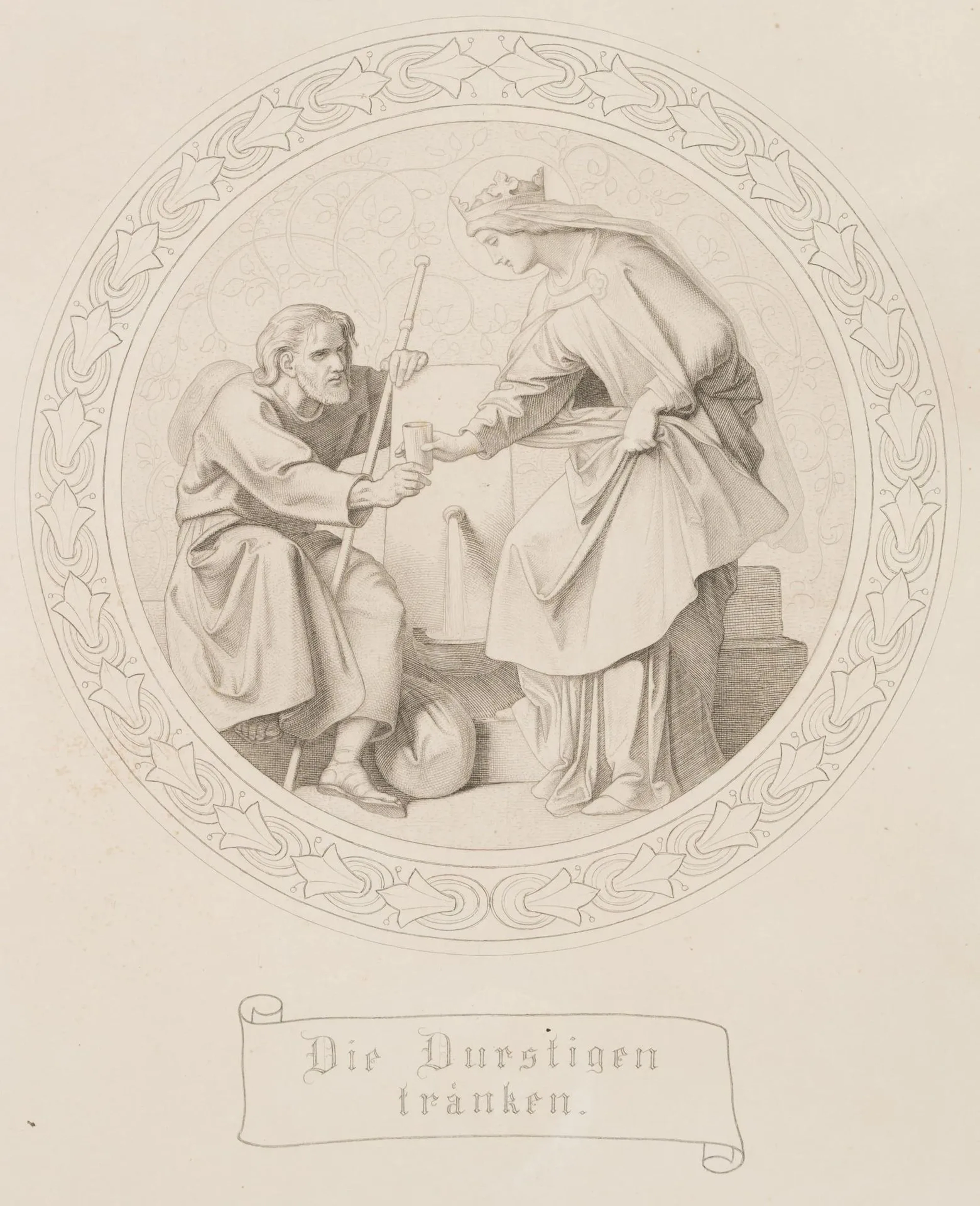 J. THAETER (*1804) after SCHWIND (*1804), Quenching the Thirsty, ca.