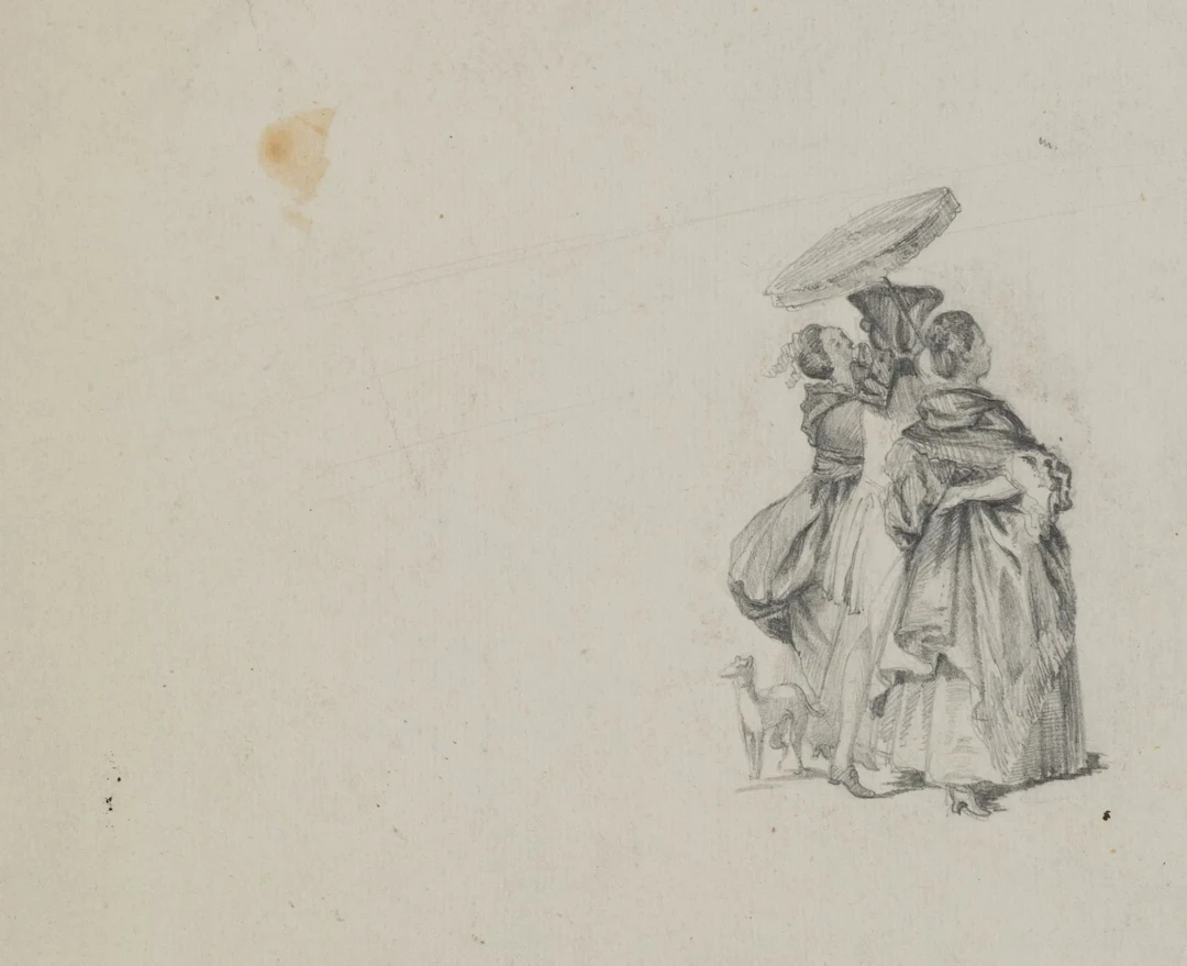 A. VIOLLET-LE-DUC (*1817), A Leisurely Stroll. Sketch, Pencil Adolphe