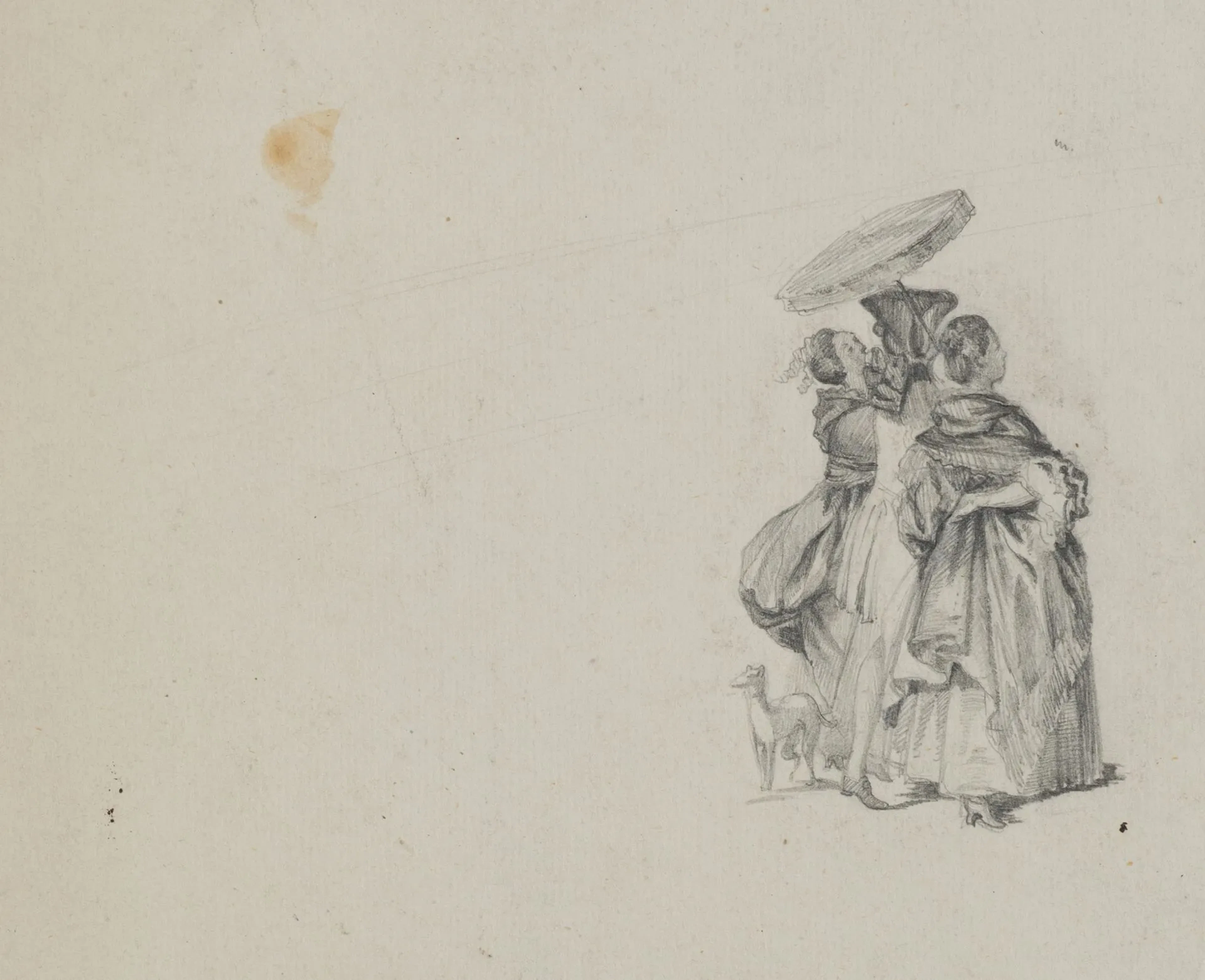 A. VIOLLET-LE-DUC (*1817), A Leisurely Stroll. Sketch, Pencil Adolphe