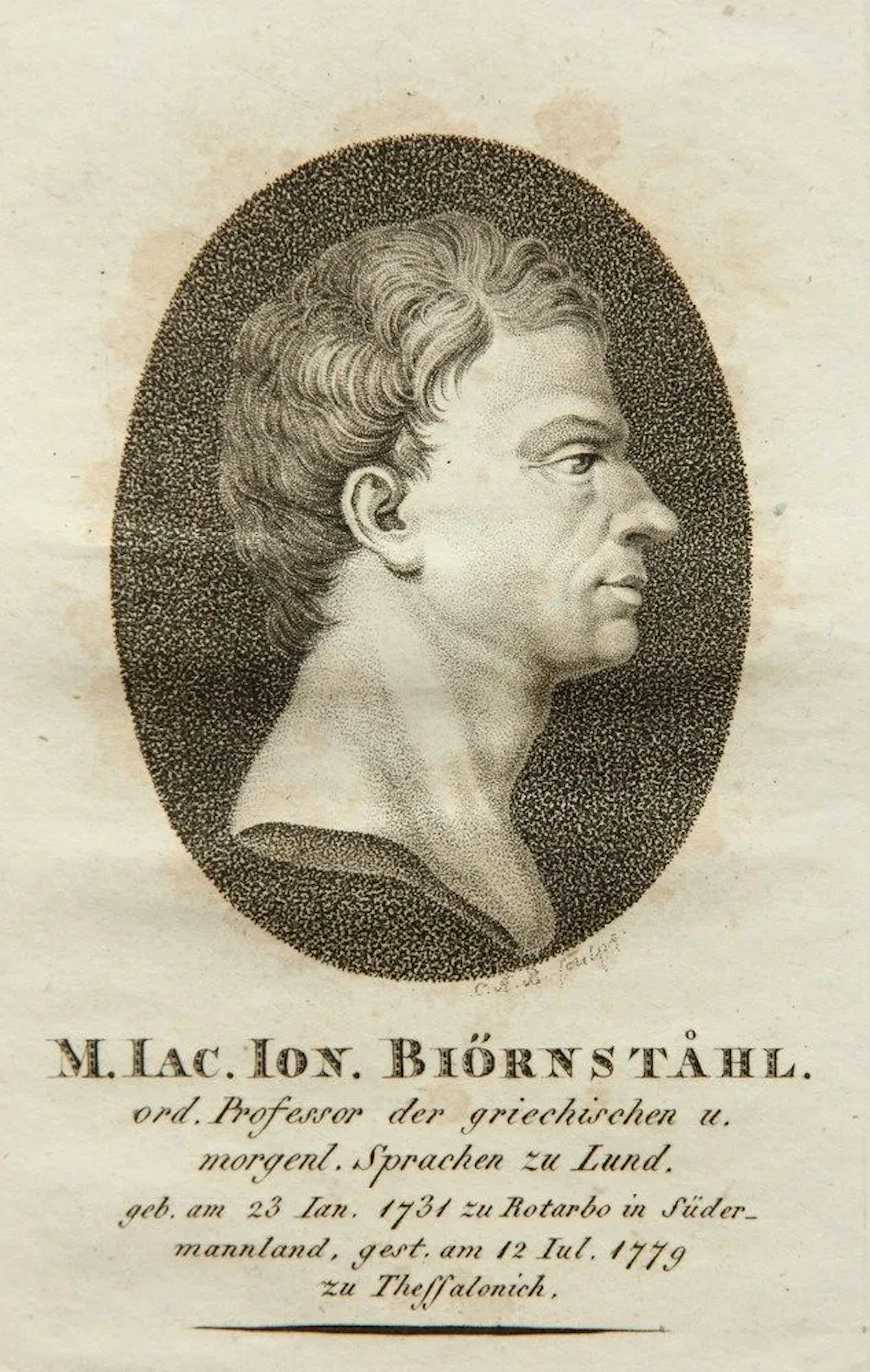 Unknown (18th), Jakob Jonas Björnstahl, Stipple engraving Unknown