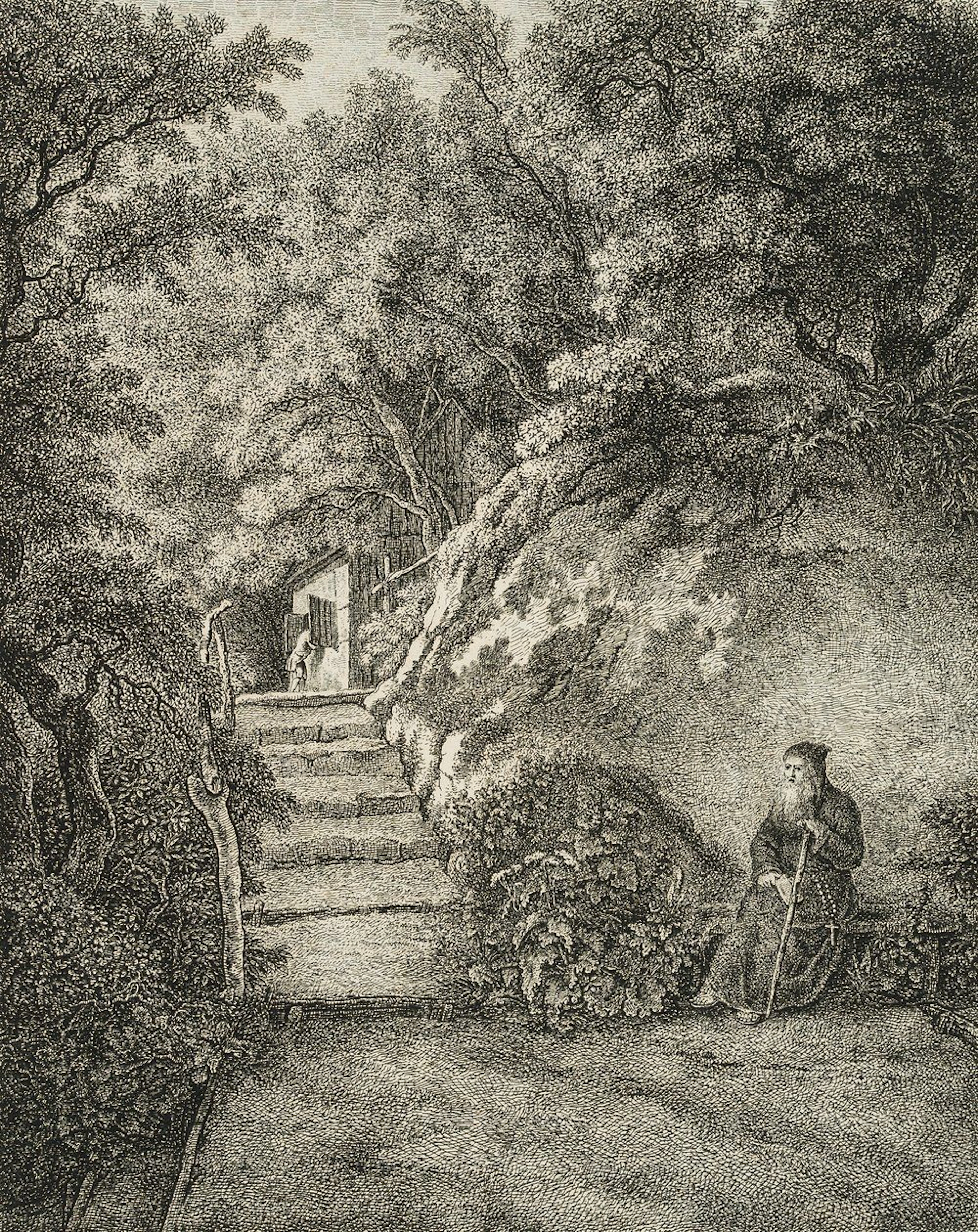 J. STEINER (1757–1818), A Hermit in the Forest, Etching Johann Conrad