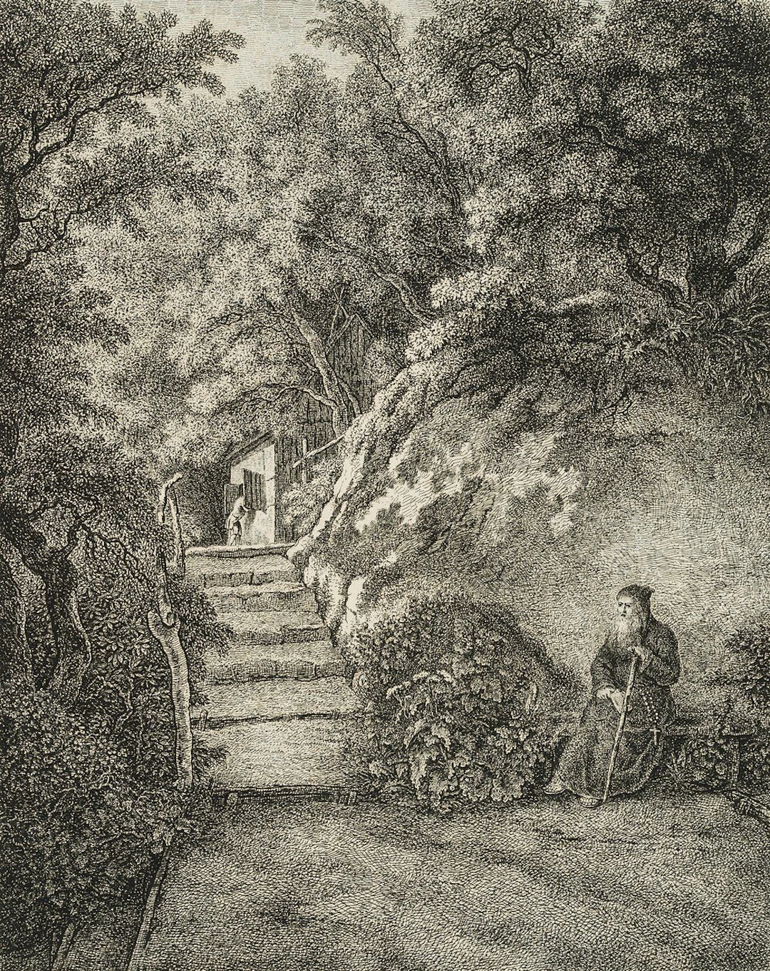 J. STEINER (1757–1818), A Hermit in the Forest, Etching Johann Conrad