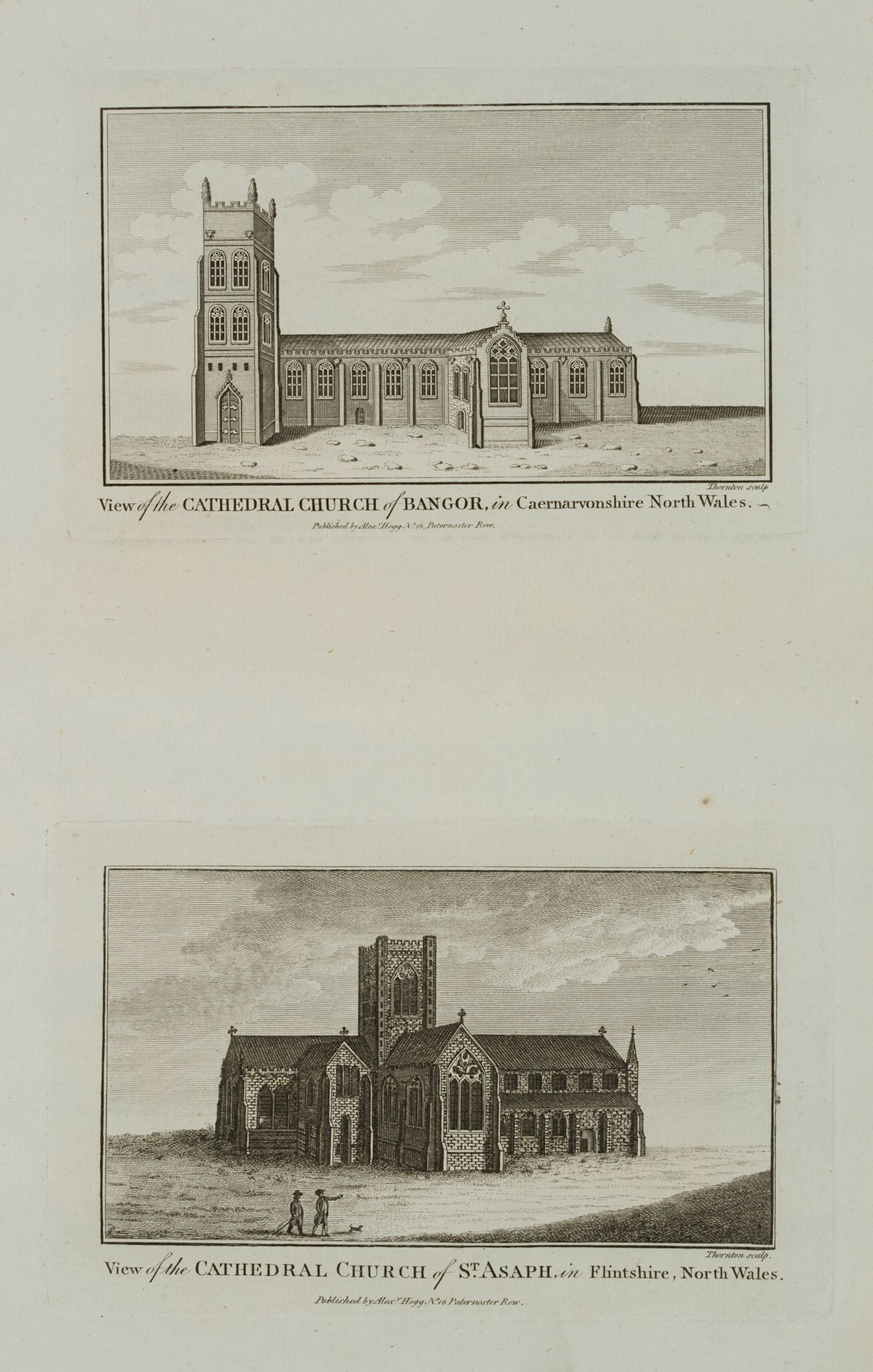THORNTON (18th century), Bangor Cathedral, North Wales, Etching Thornton