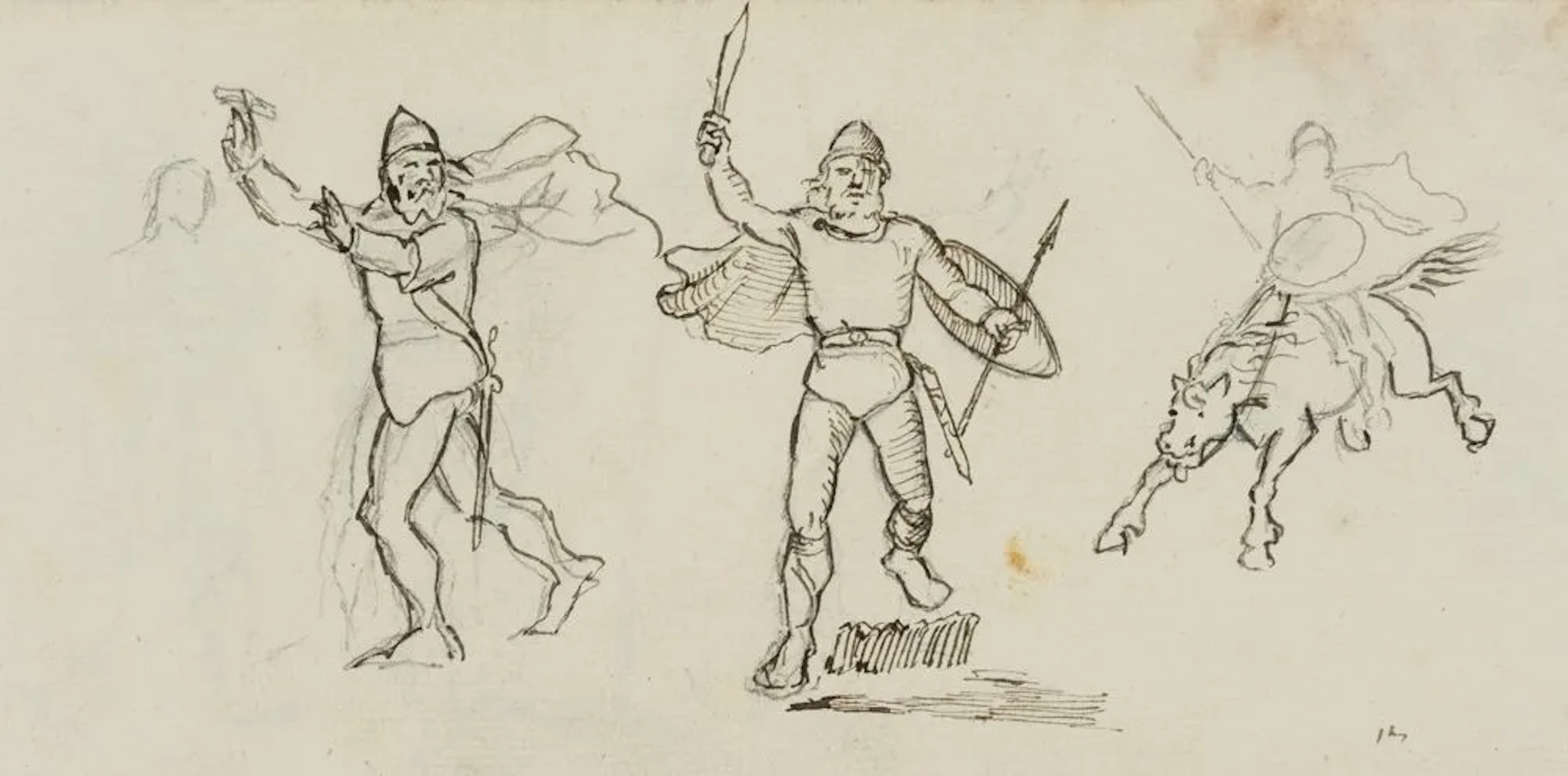 E. RONDAHL (1858-1914), Nordic warriors and horsemen, around 1880