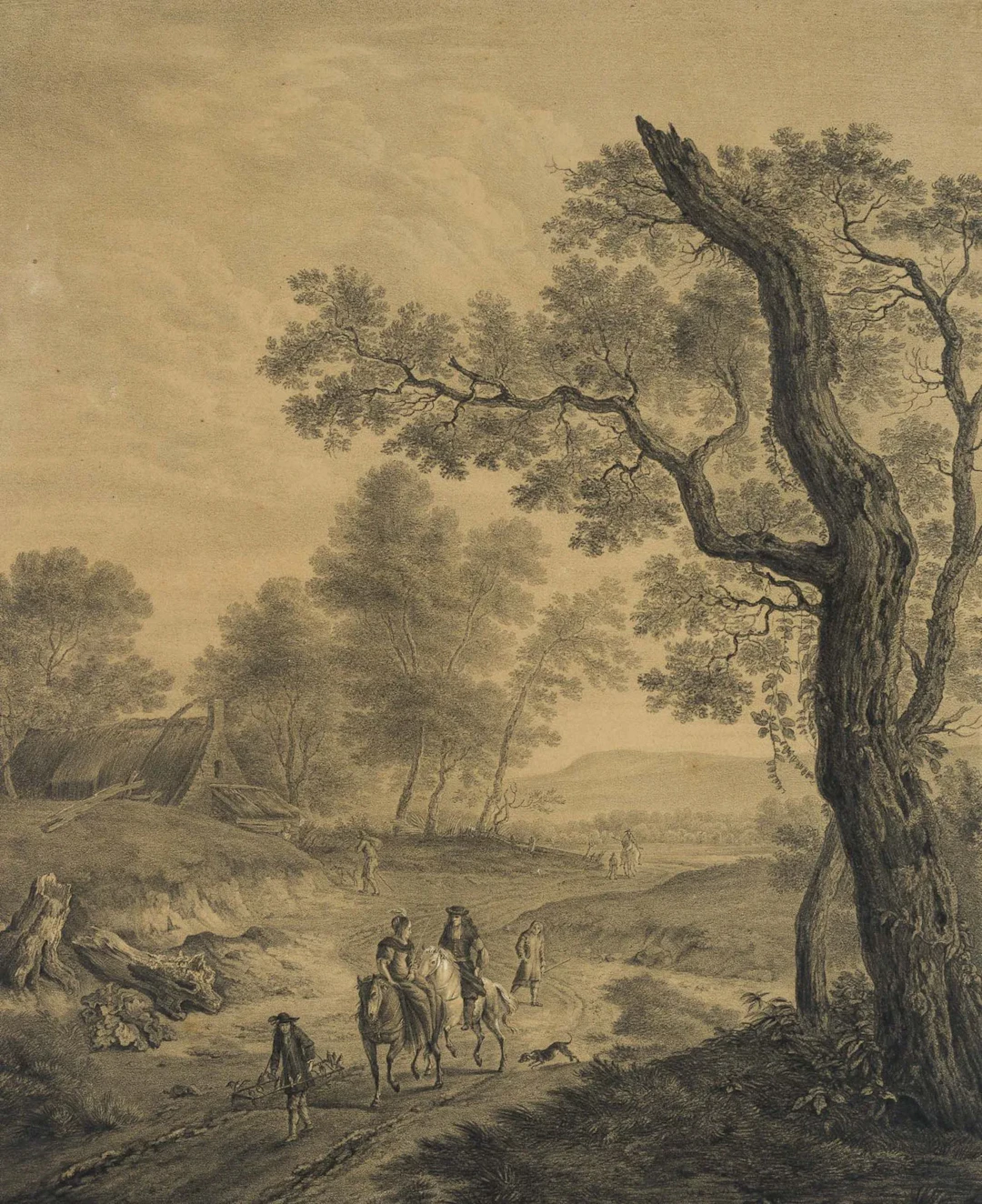 K. AUER (*1795) after WIJNANTS (*1632), A Busy Country Road, 1820