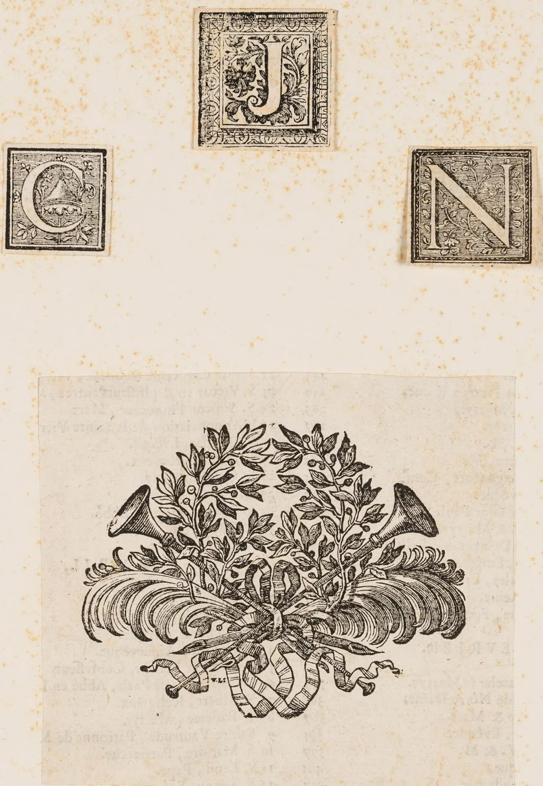 Unknown (18th century), Vignette and capital letters, 1735, Woodcut