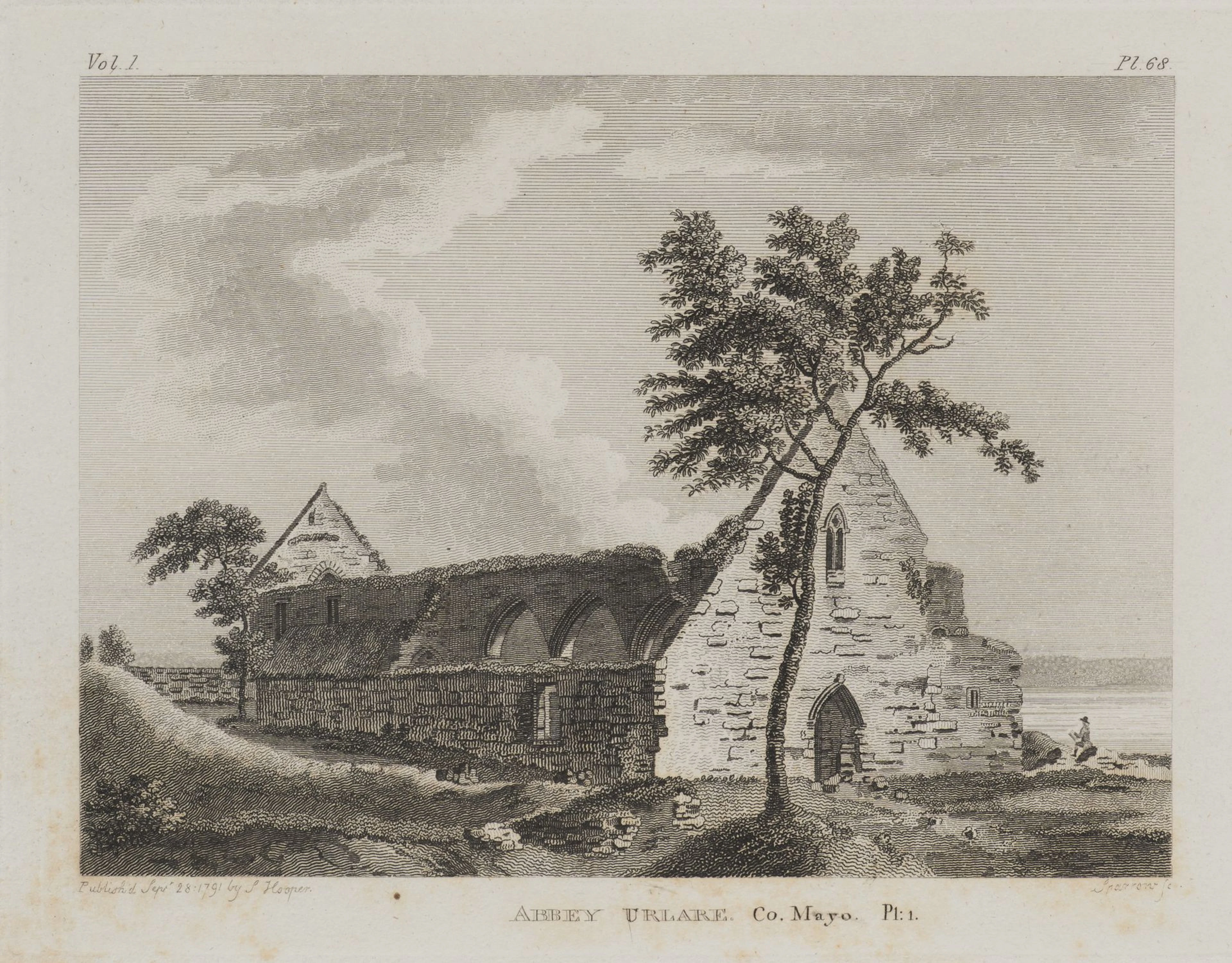 SPARROW (18th), Abbey Urlare, County Mayo, 1791, Etching Sparrow (18th