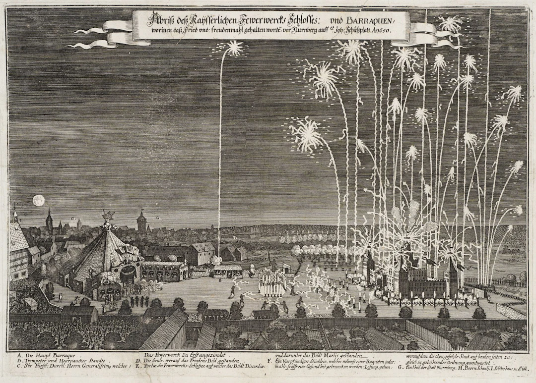 Unknown (18th), Peace celebrations in Nuremberg, around 1750, Etching