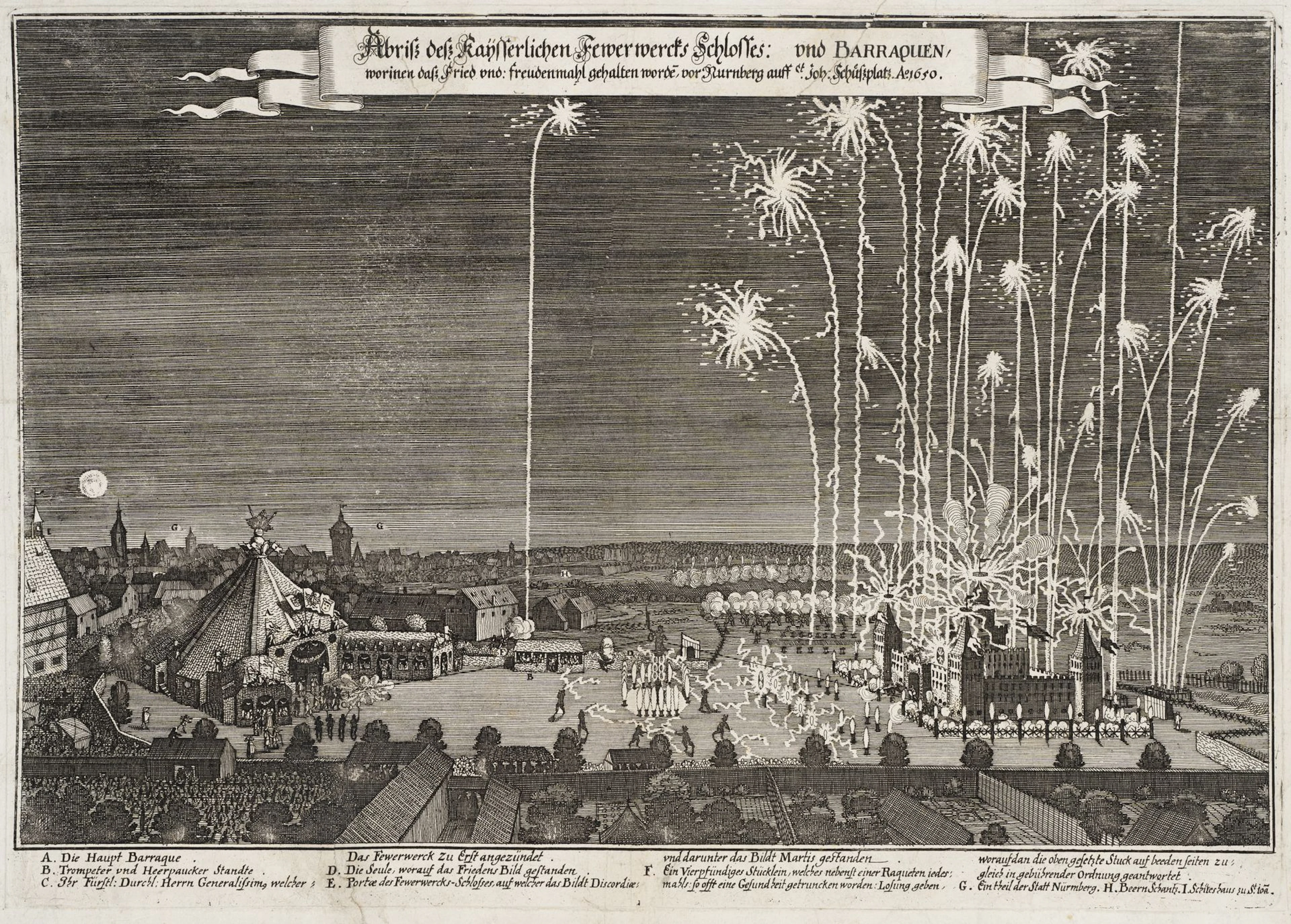Unknown (18th), Peace celebrations in Nuremberg, around 1750, Etching