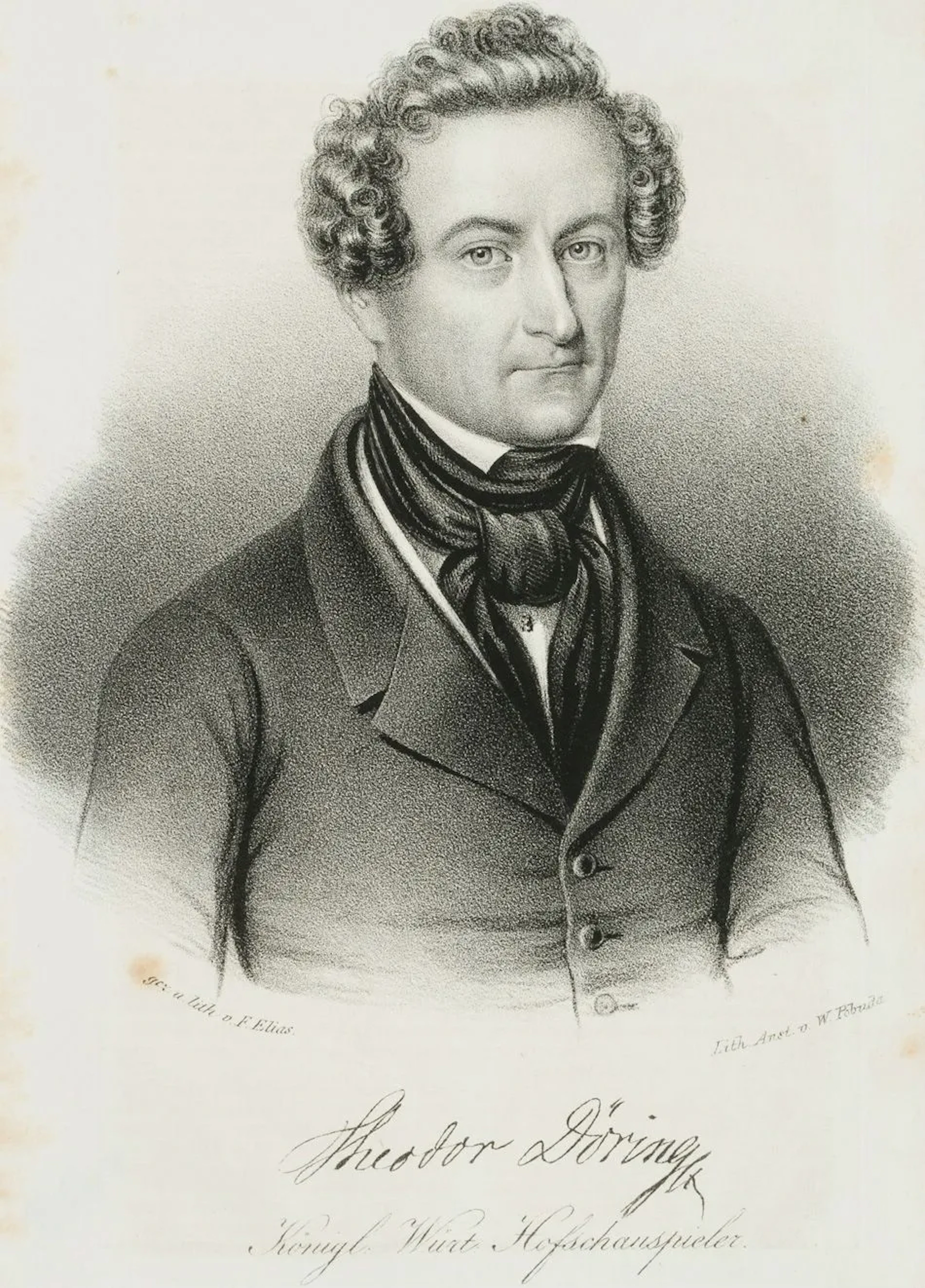 W. POBUDA (*1797) after ELIAS (*1813), Portrait of Theodor Döring