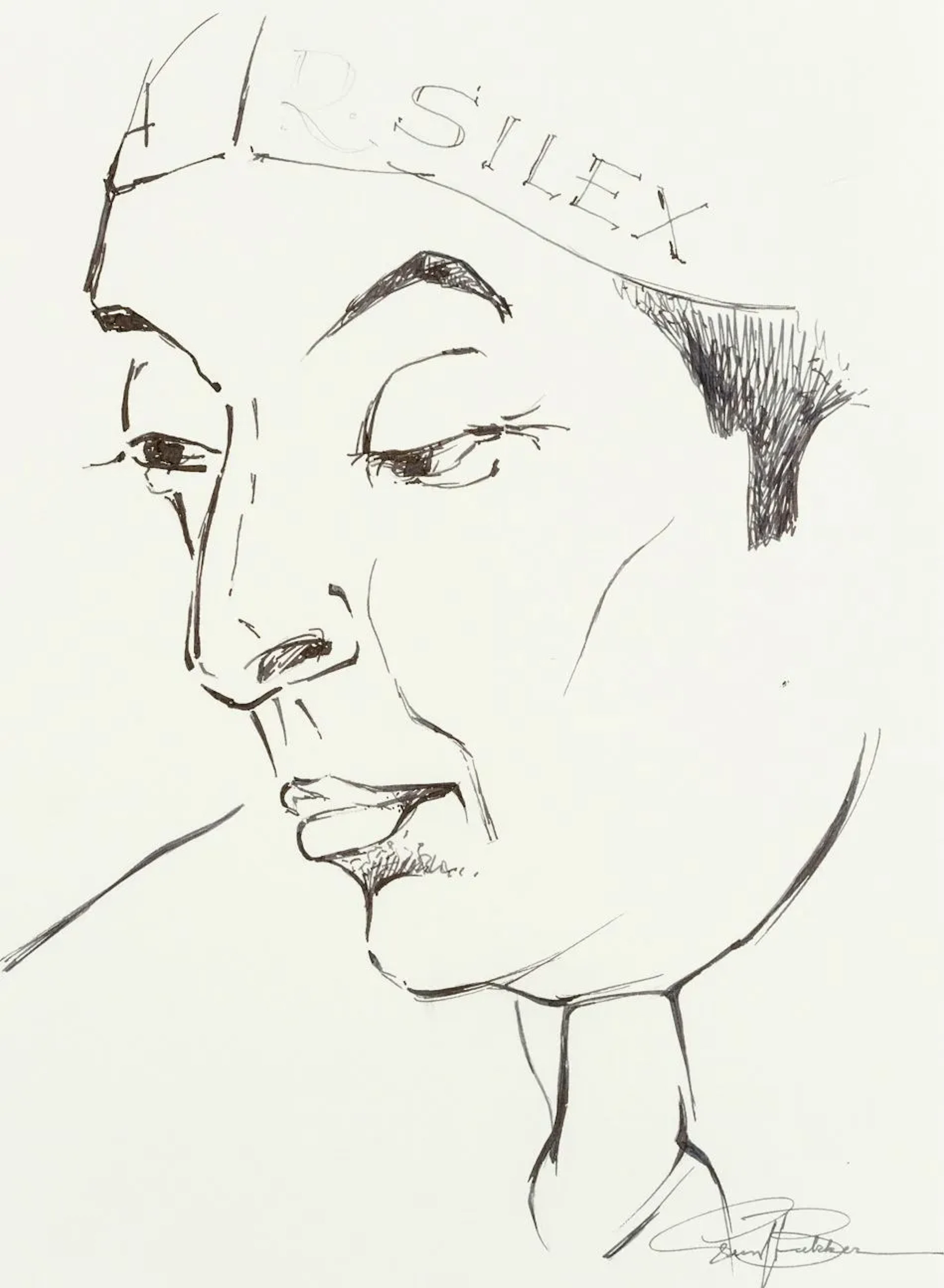 E. BEKKER (1903–1986), R. Silex, Portrait, Felt-tip pen Ernst Karl