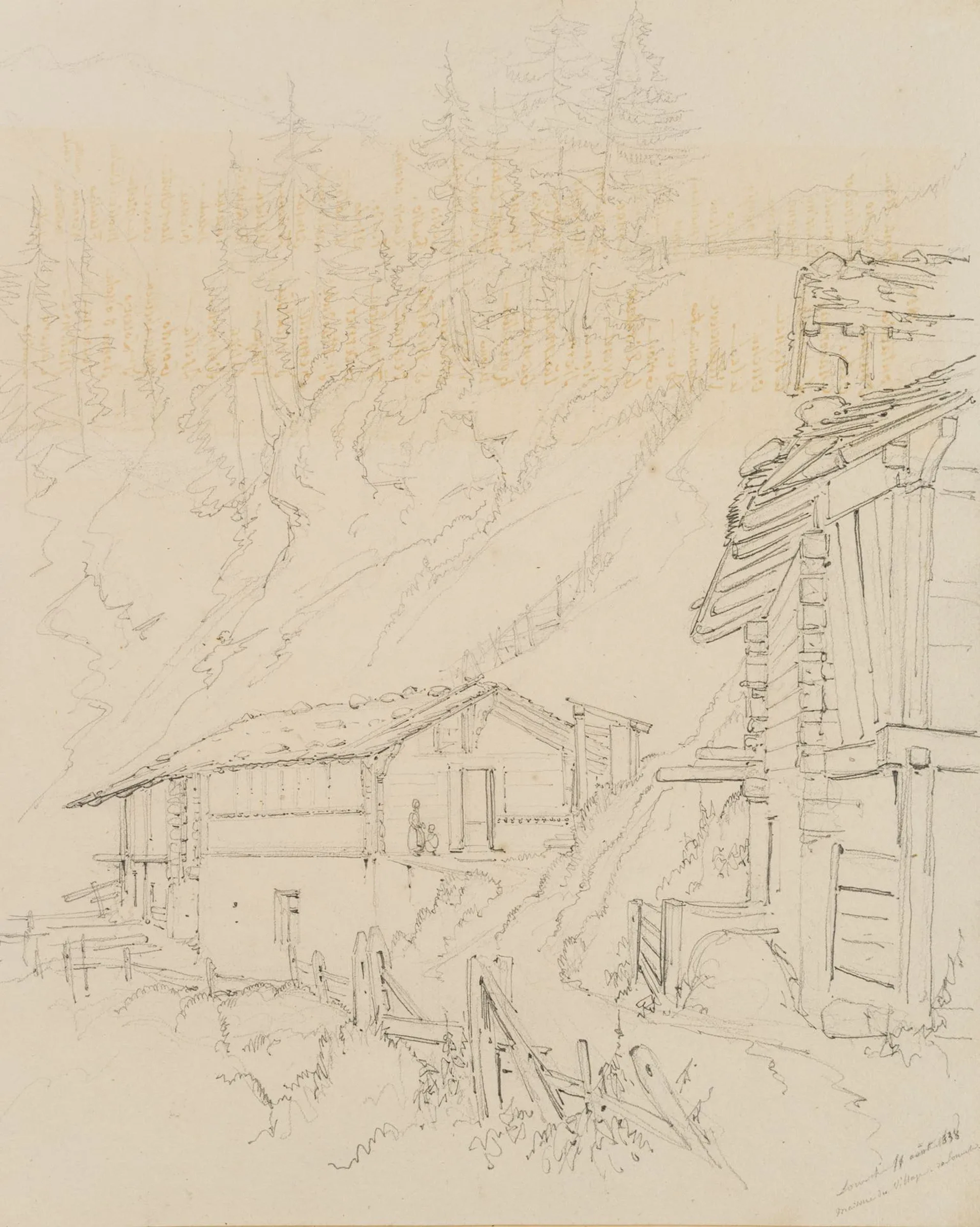 E. BRETENIÈRES (*1804), On the outskirts of Leuk, Valais, Switzerland