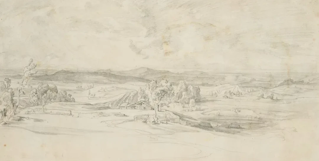 C. METZ (1823–1895), Landscape in the Alpine Foothills, Pencil Cäsar