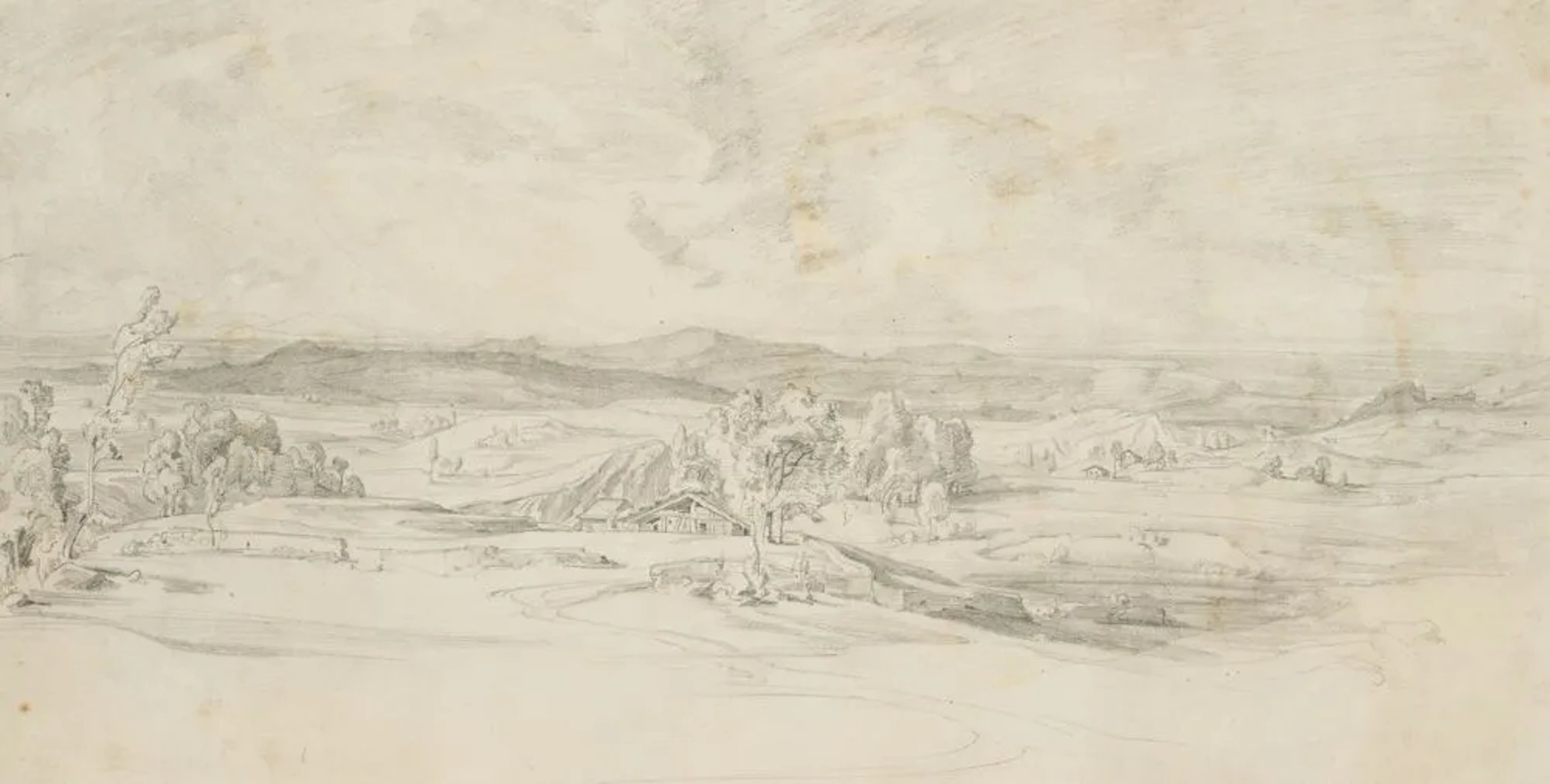 C. METZ (1823–1895), Landscape in the Alpine Foothills, Pencil Cäsar