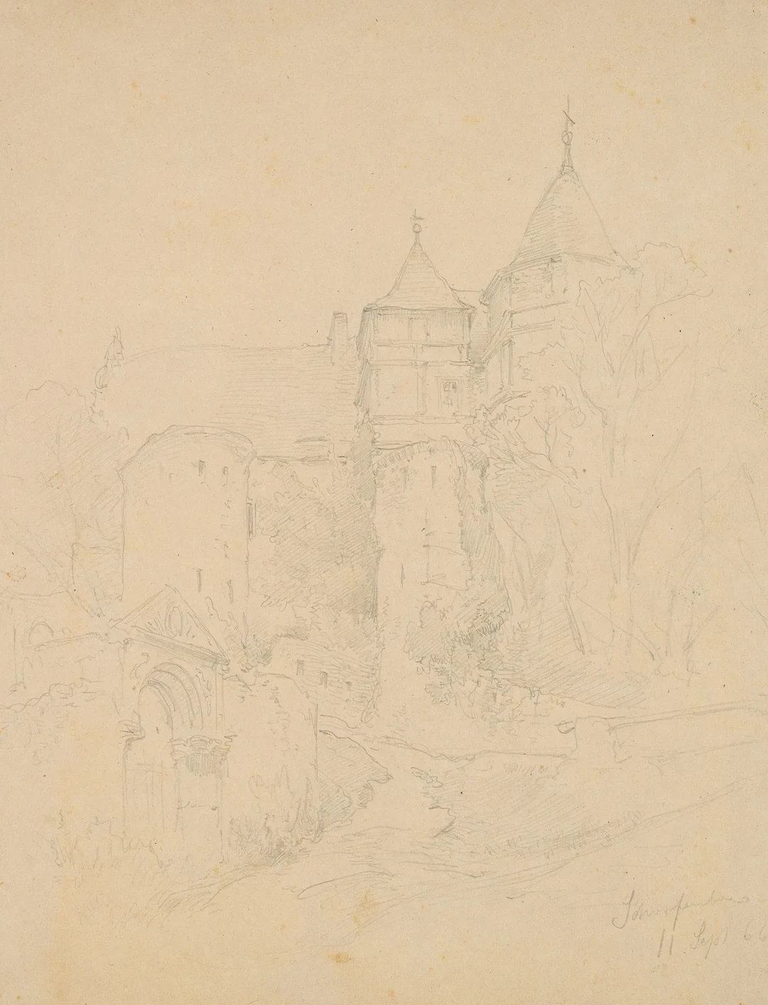 E. OEHME (1831–1907), Scharfenberg Castle near Meissen, around 1866