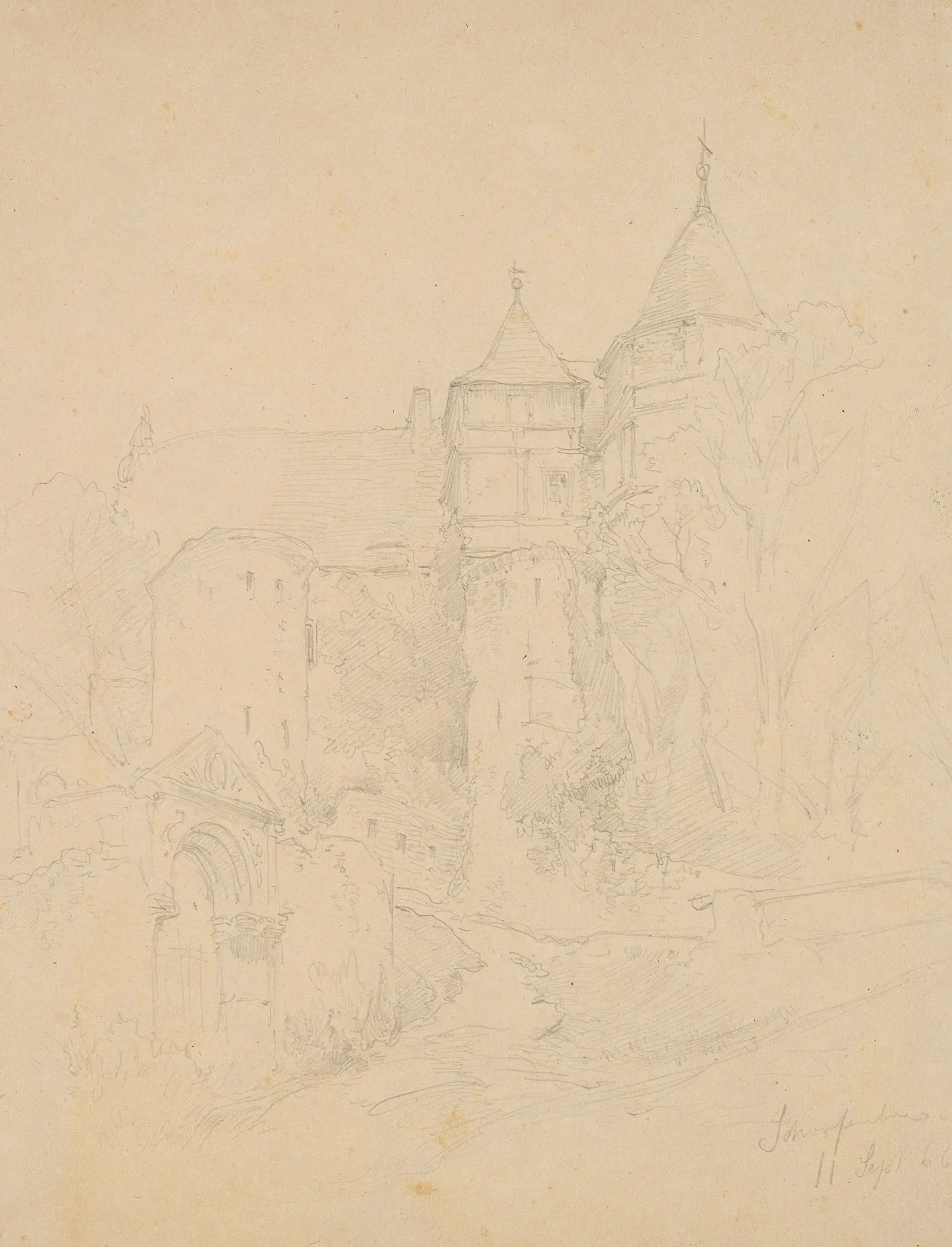 E. OEHME (1831–1907), Scharfenberg Castle near Meissen, around 1866