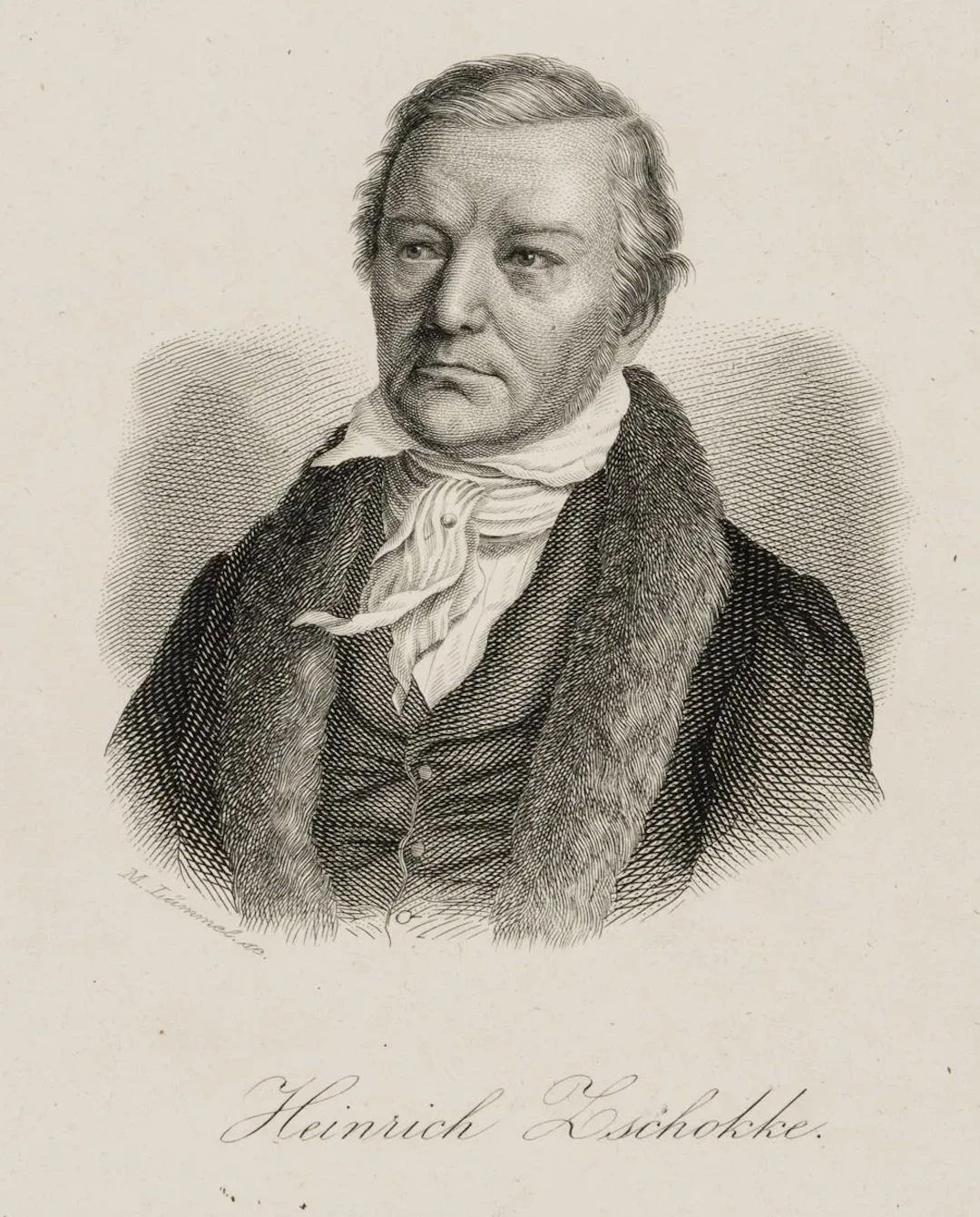 M. LÄMMEL (*1849), The Writer H. Zschokke, Steel engraving Martin