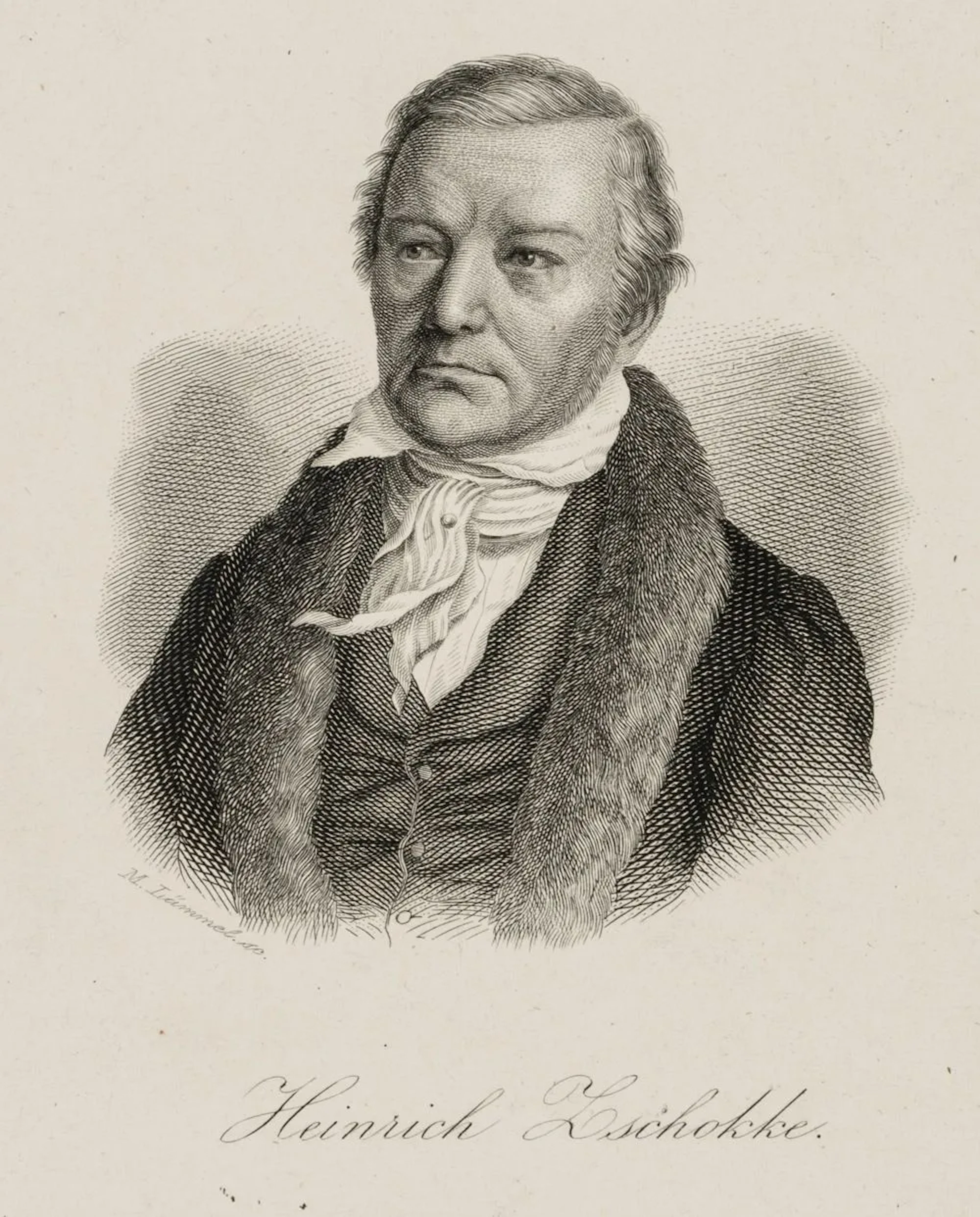 M. LÄMMEL (*1849), The Writer H. Zschokke, Steel engraving Martin