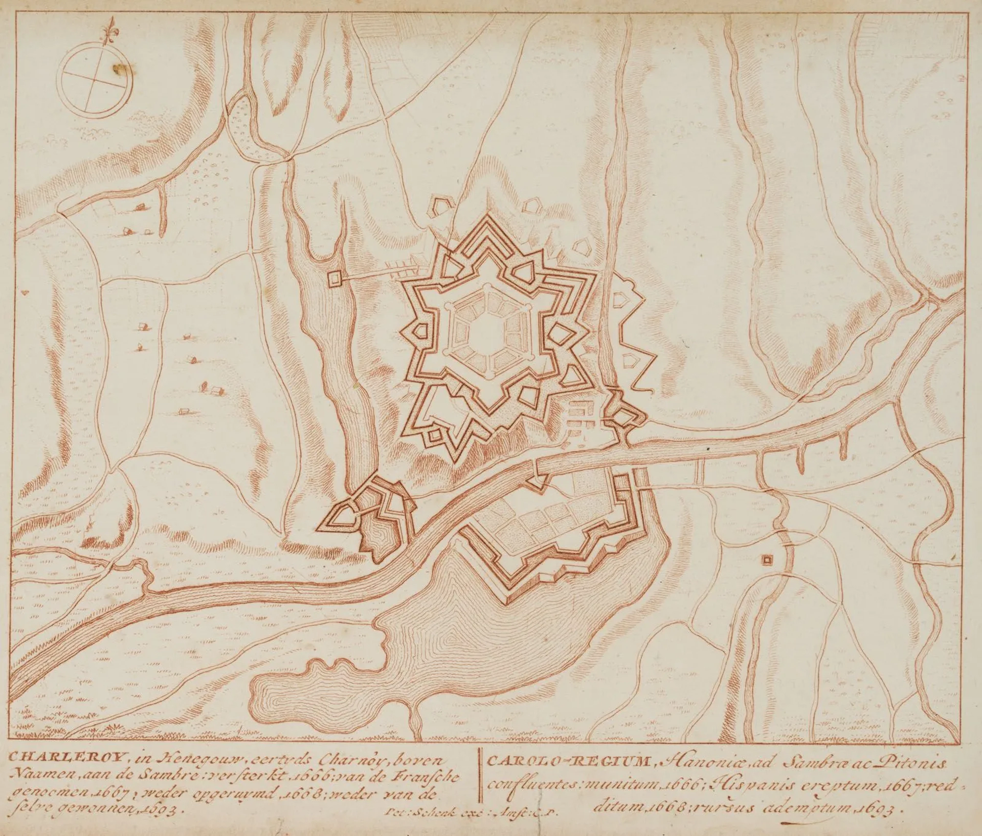 P. SCHENK (1653–1713), Charleroi with its ring of fortifications