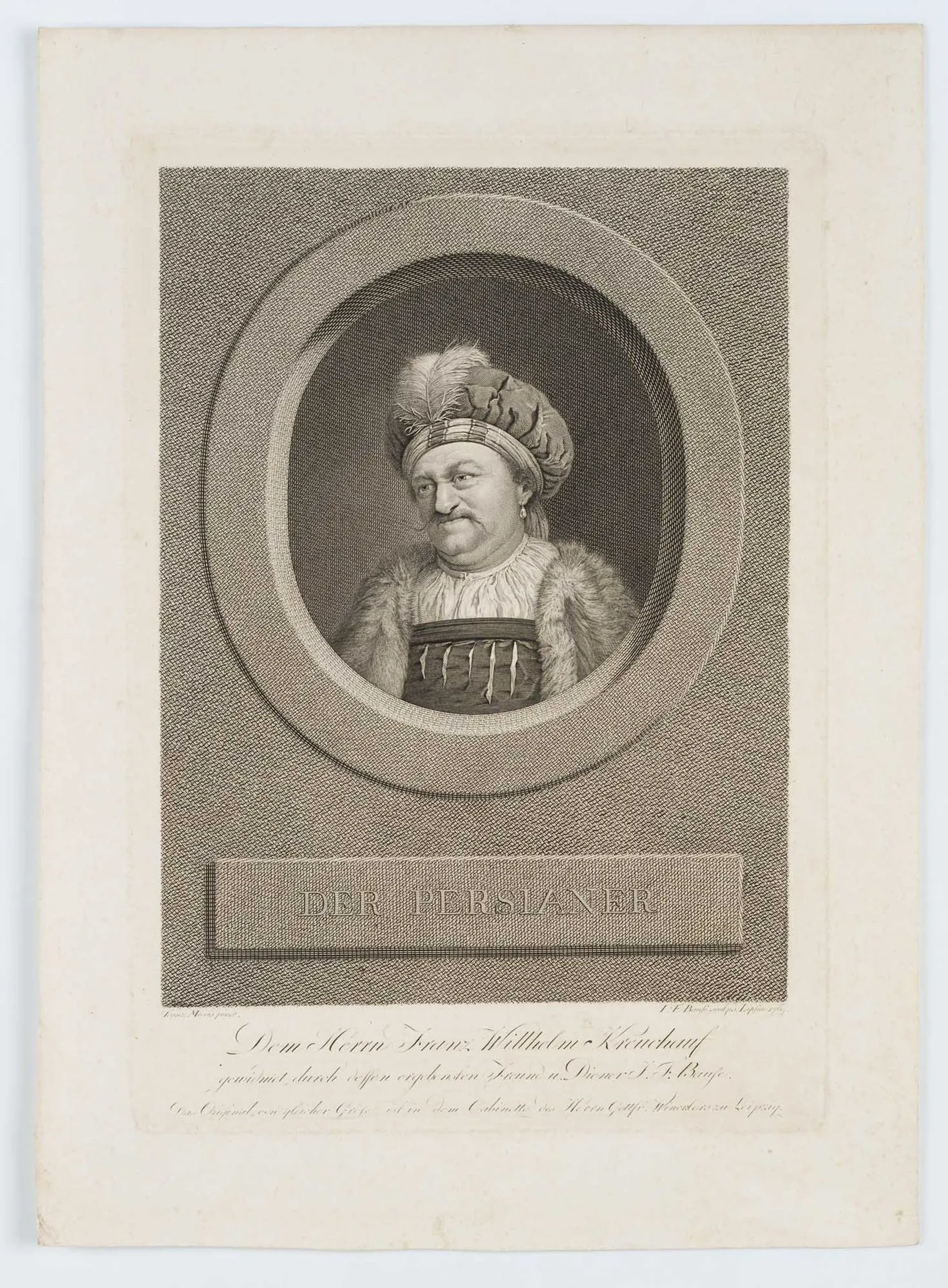 J. BAUSE (*1738) after MIERIS (*1635), *The Persian*, 1769, copper