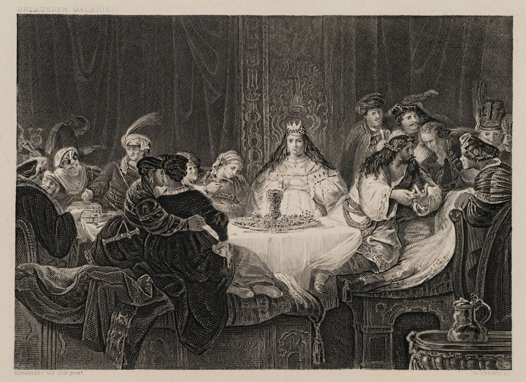 W. FRENCH (*1815) after REMBRANDT (*1606), Samson’s Riddle at the