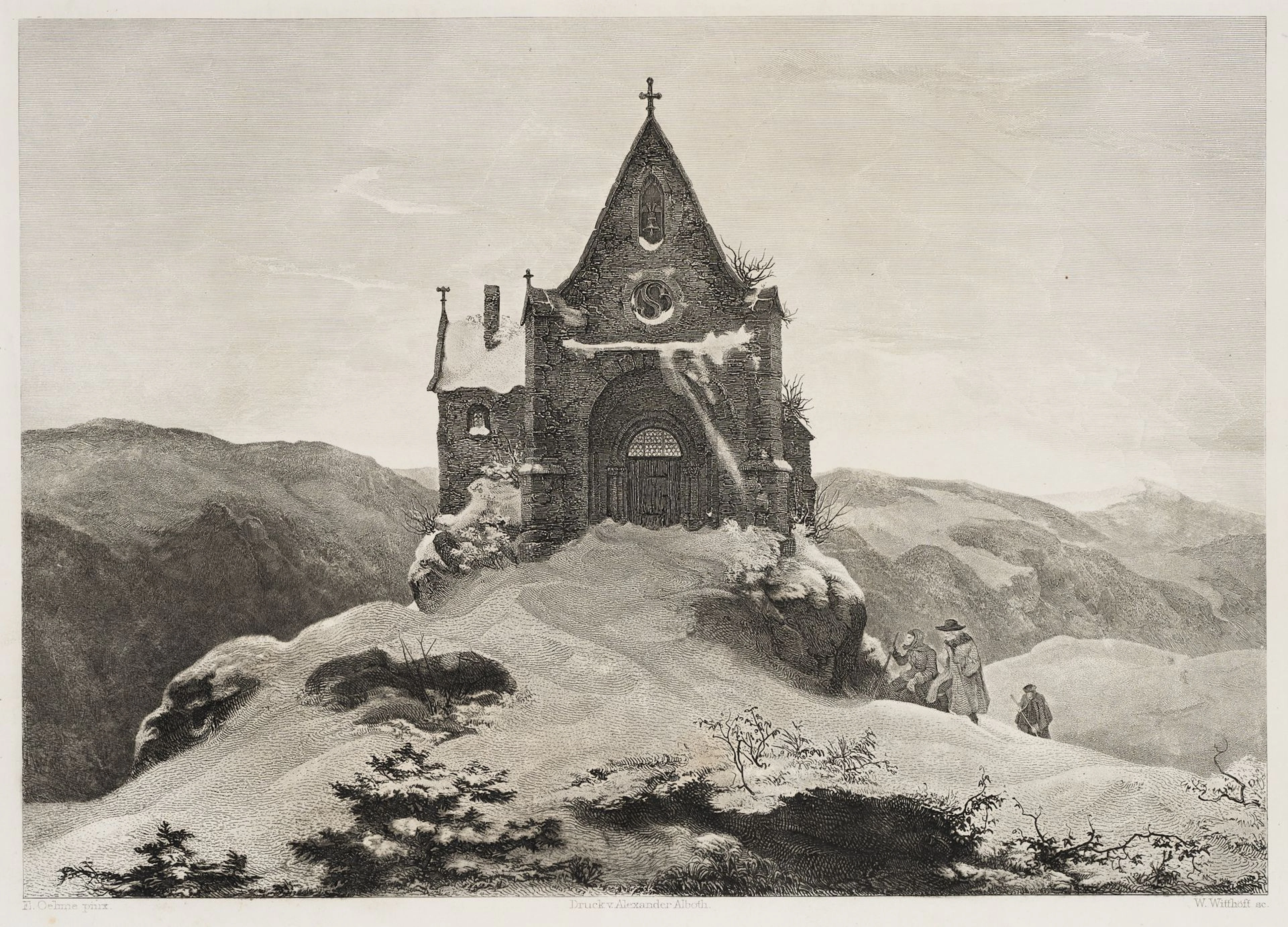 W. WITTHÖFT (*1816) after OEHME (*1797), Mountain Chapel, ca. 1855