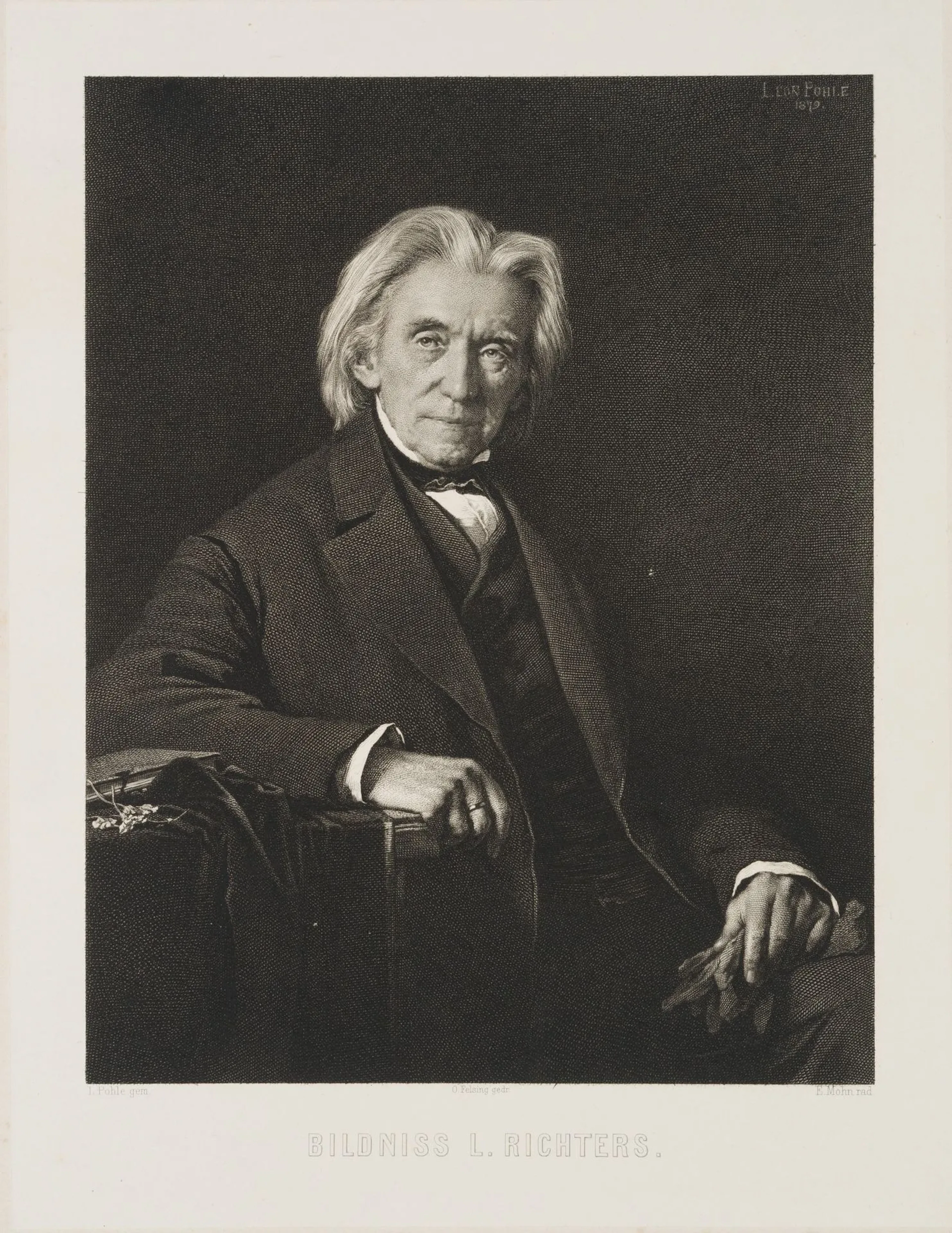 E. MOHN (*1835) after POHLE (*1841), Portrait of Ludwig Richter, after