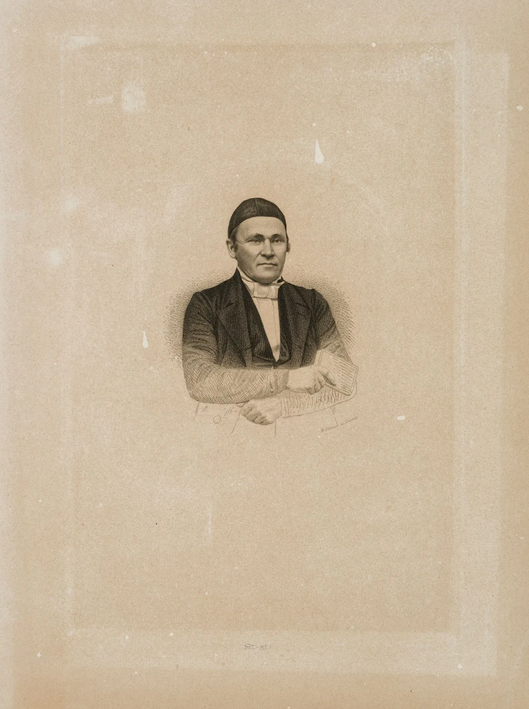 M. LÄMMEL (*1849), Portrait. Half-length portrait, steel engraving