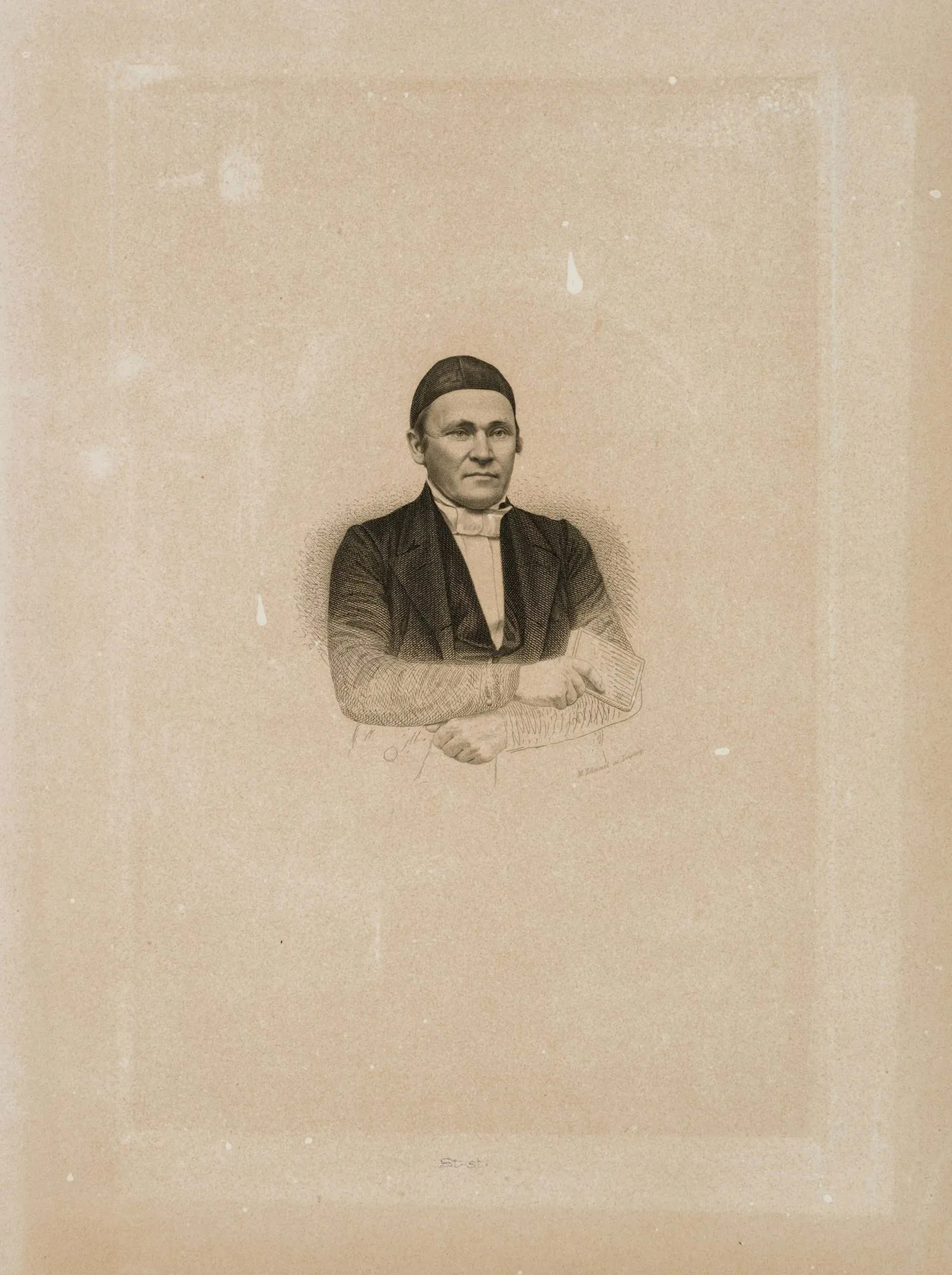 M. LÄMMEL (*1849), Portrait. Half-length portrait, steel engraving