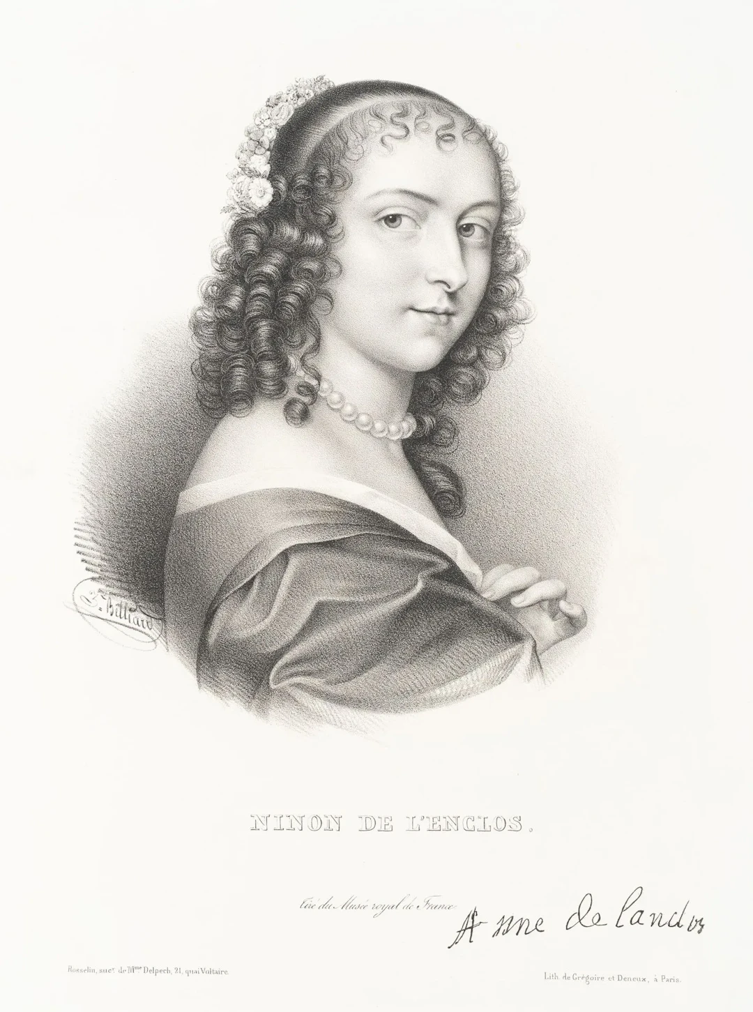 C. DENEUX (19th) after BELLIARD (*1771), Portrait of Ninon de Lenclos