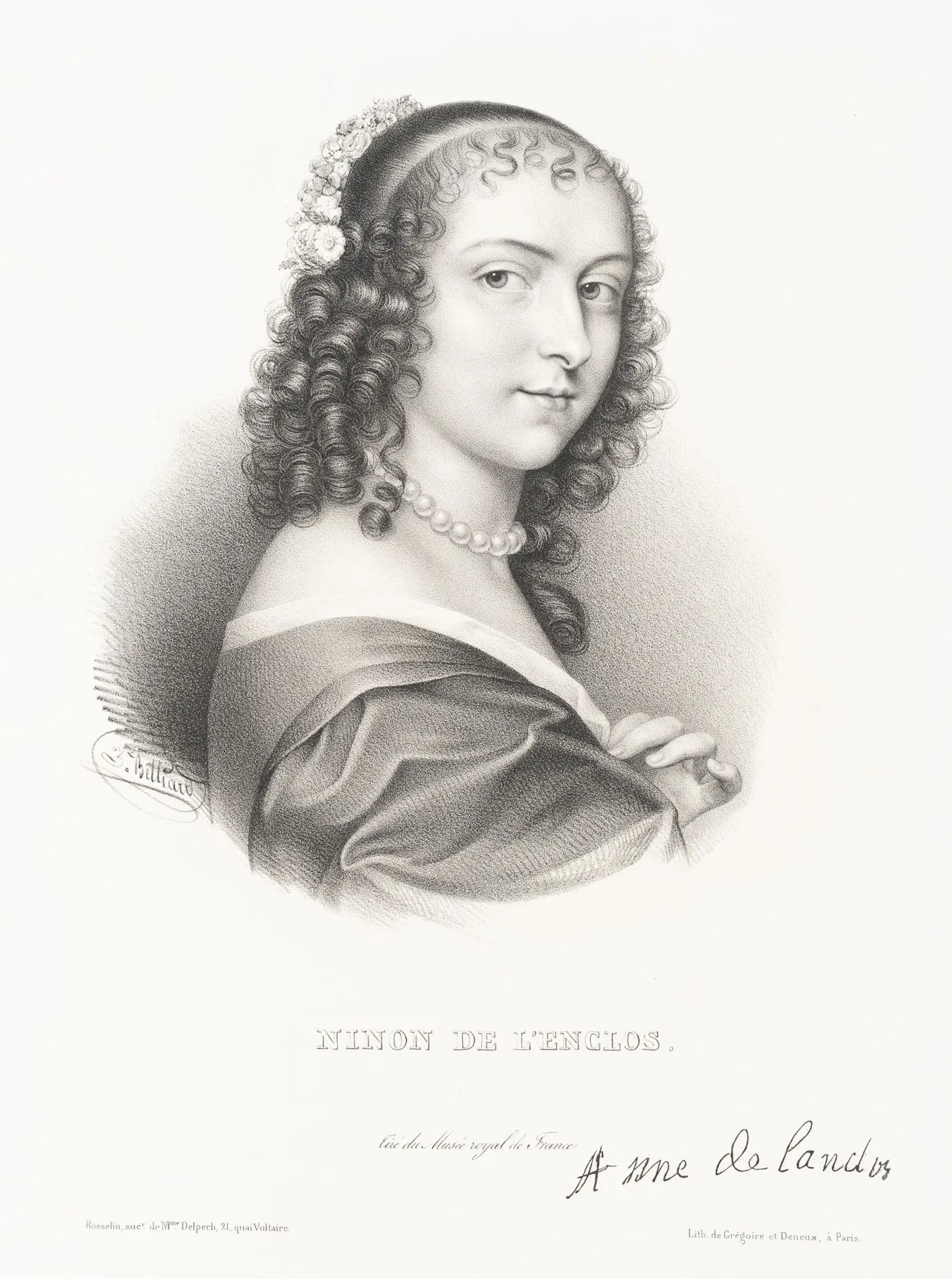 C. DENEUX (19th) after BELLIARD (*1771), Portrait of Ninon de Lenclos