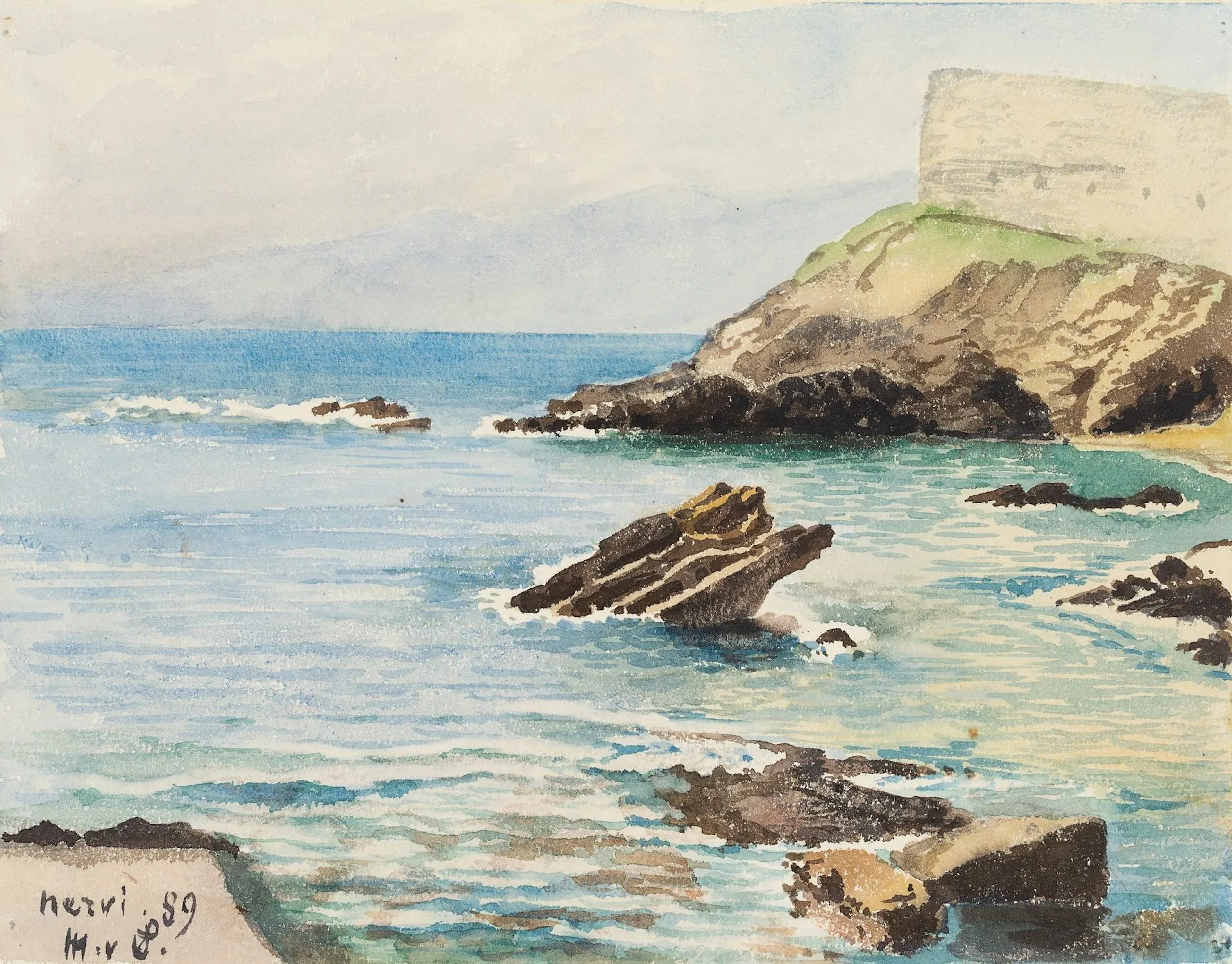 M. SAVIGNY (1831–1905), Rocky Mediterranean Coastline near Nervi