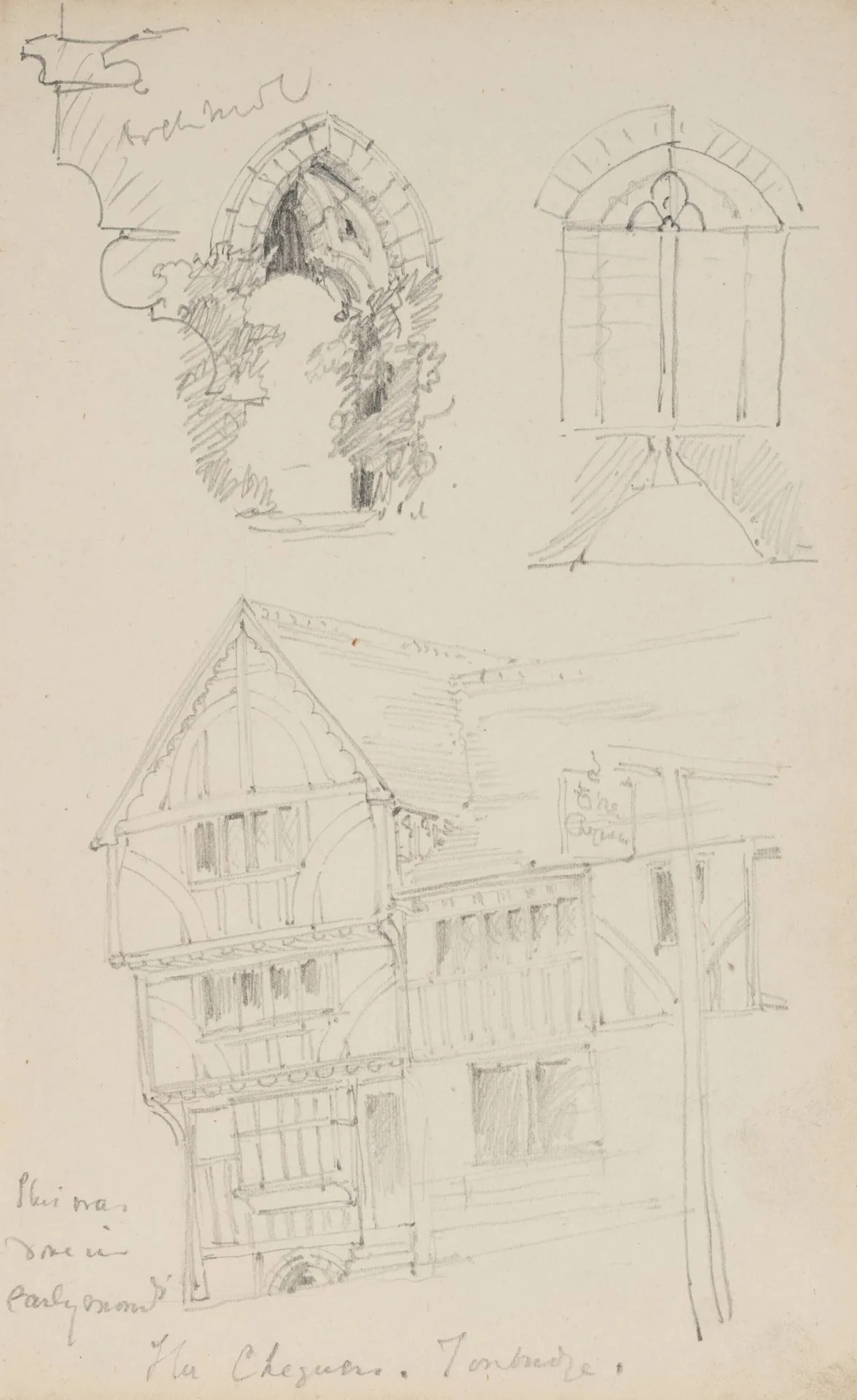 E. LEE (19th), Ye Olde Chequers Inn, Tonbridge, around 1860, Pencil