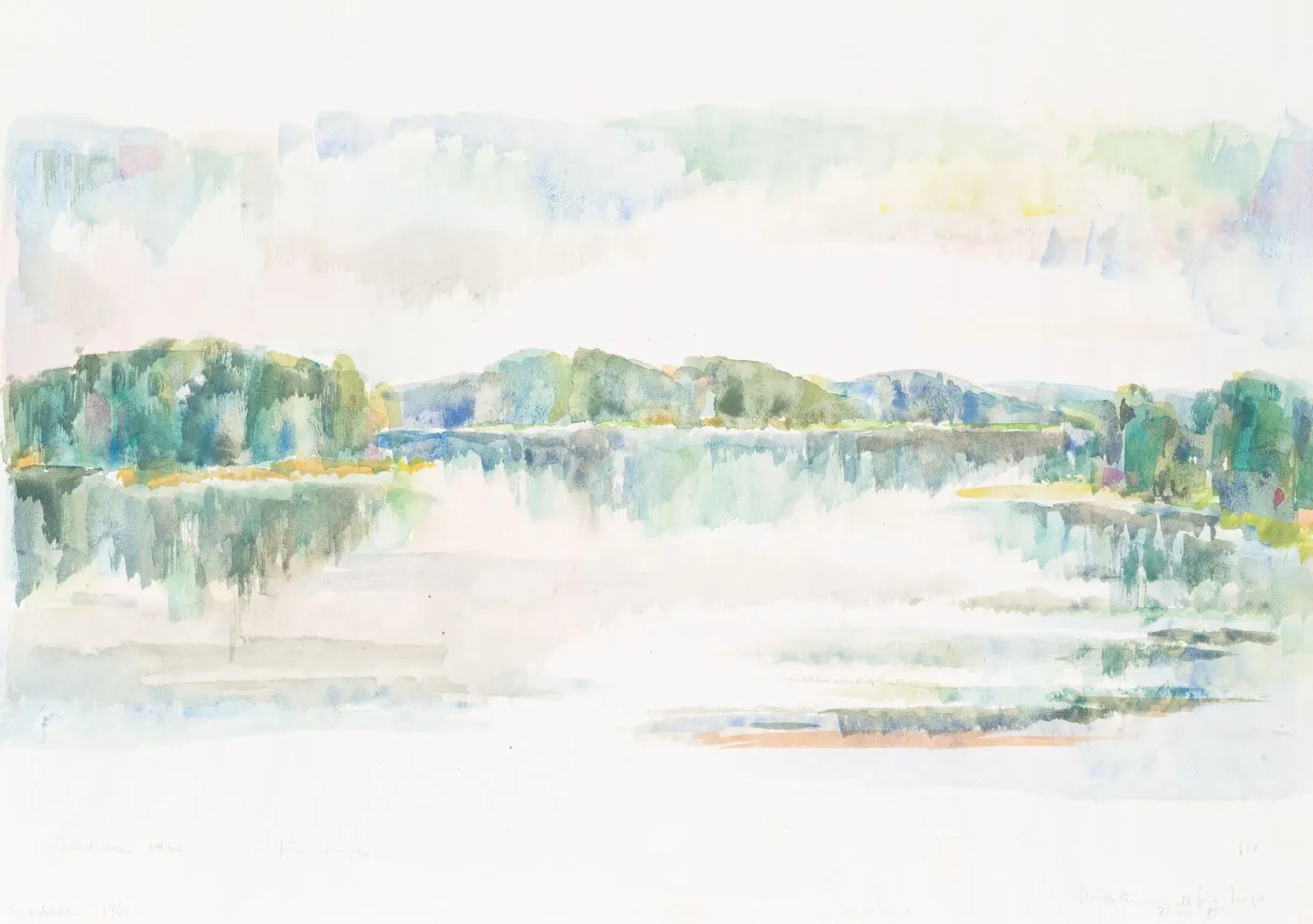 Unknown (20th), Stocksee in Schleswig-Holstein, 1961, Watercolor Unknown