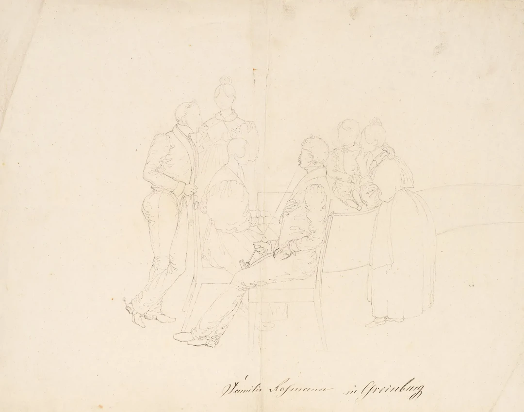 Unknown (19th), Family reunion, around 1820, Pencil Unknown (19th